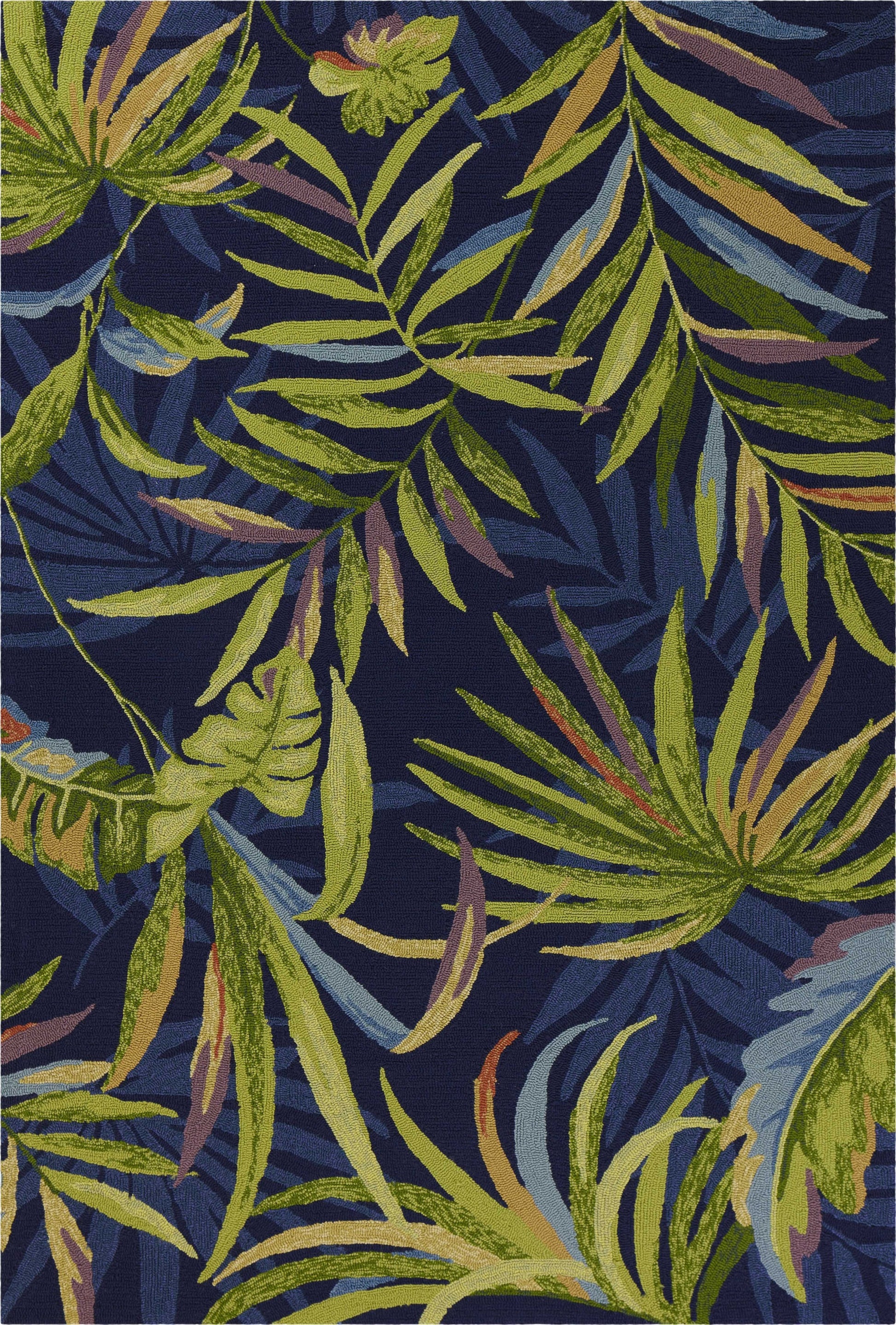 8' X 10' Blue Floral Indoor Outdoor Area Rug-Outdoor Rugs-DECOROLALA