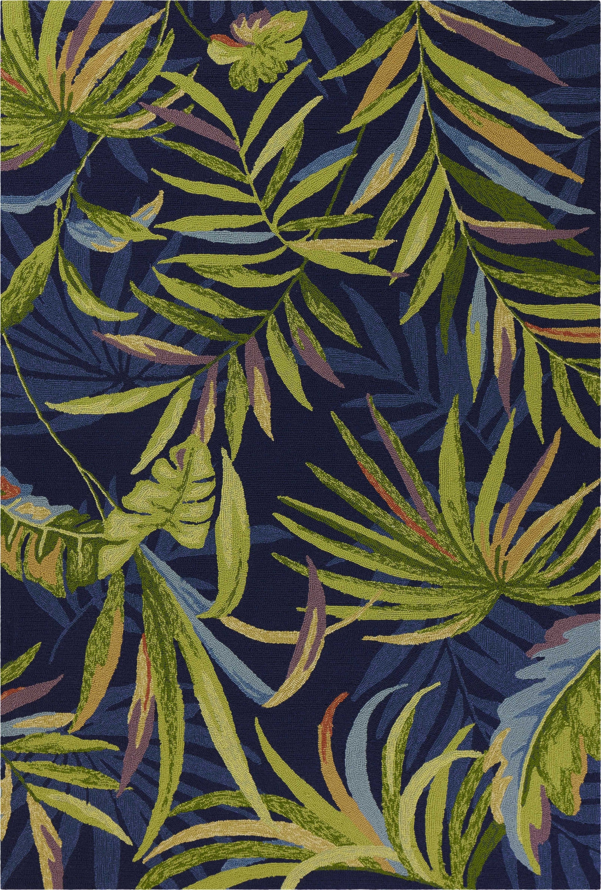 8' X 10' Blue Floral Indoor Outdoor Area Rug-Outdoor Rugs-DECOROLALA