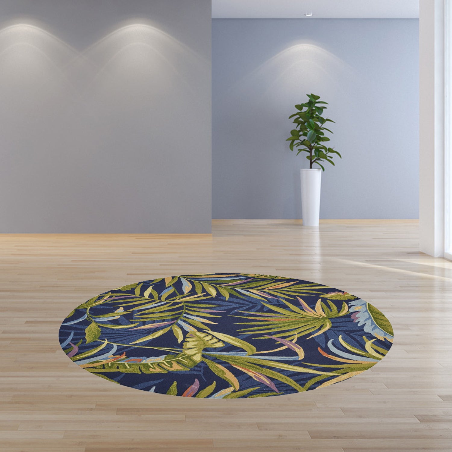 8' X 10' Blue Floral Indoor Outdoor Area Rug-Outdoor Rugs-DECOROLALA