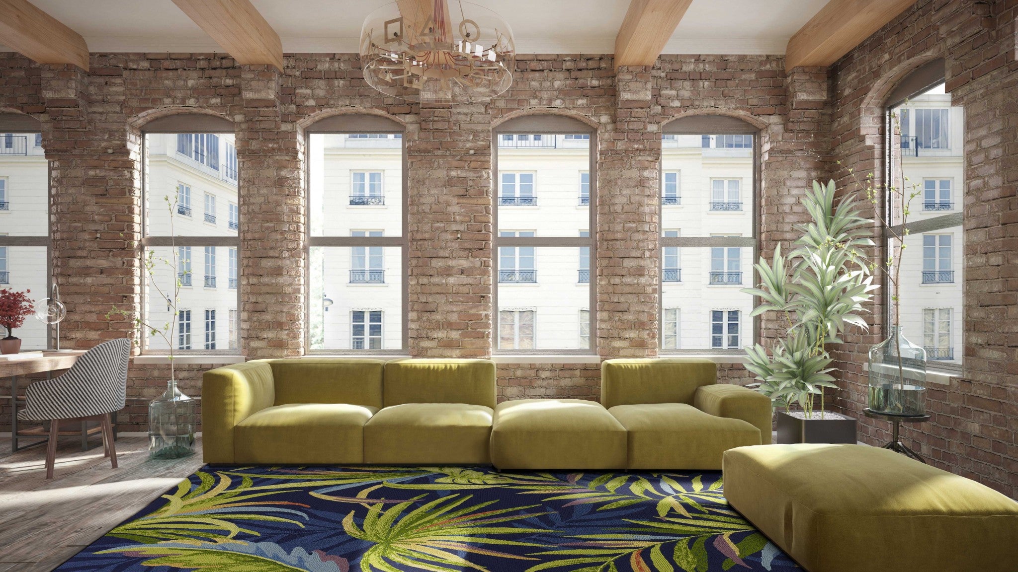 8' X 10' Blue Floral Indoor Outdoor Area Rug-Outdoor Rugs-DECOROLALA