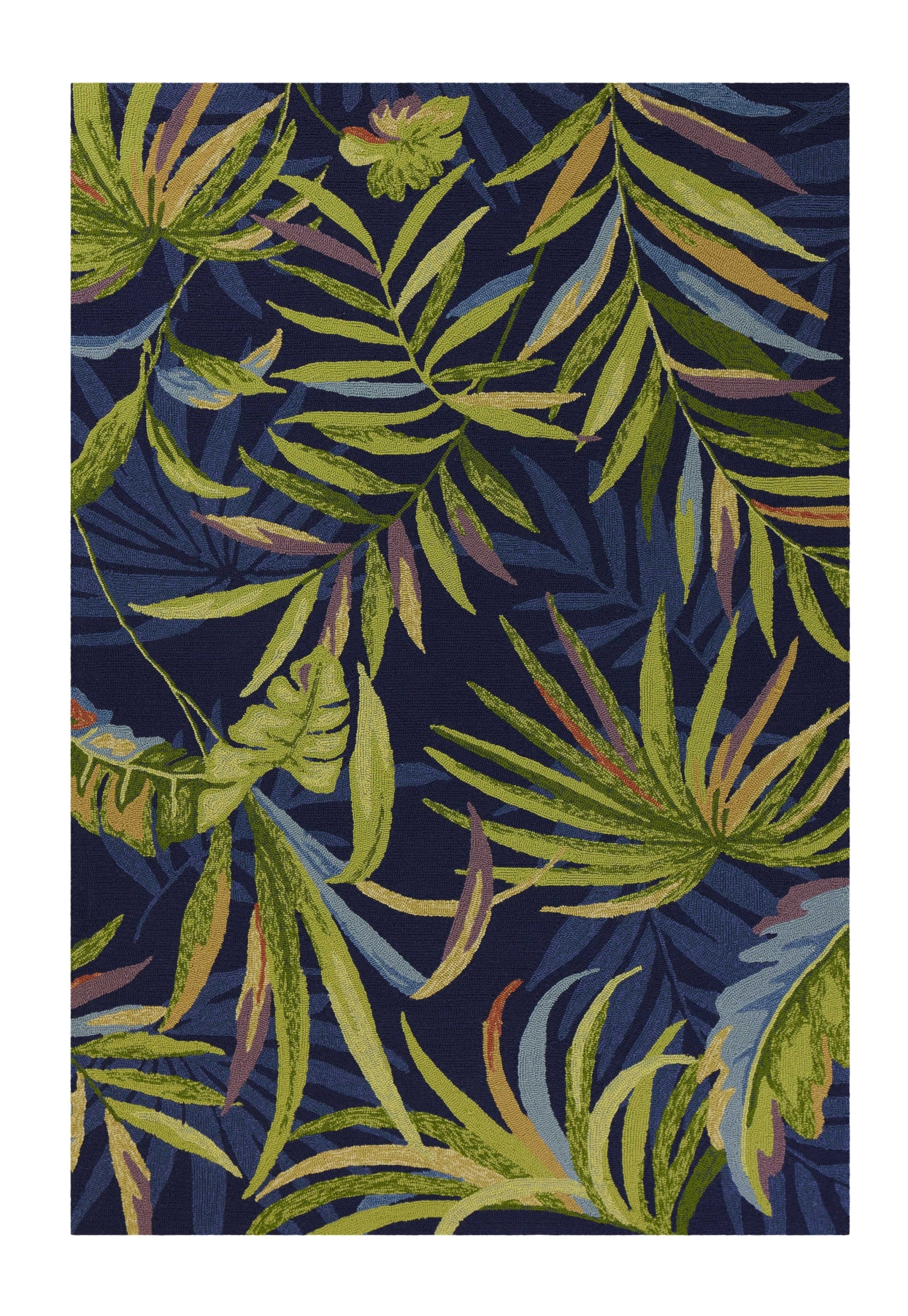 8' X 10' Blue Floral Indoor Outdoor Area Rug-Outdoor Rugs-DECOROLALA