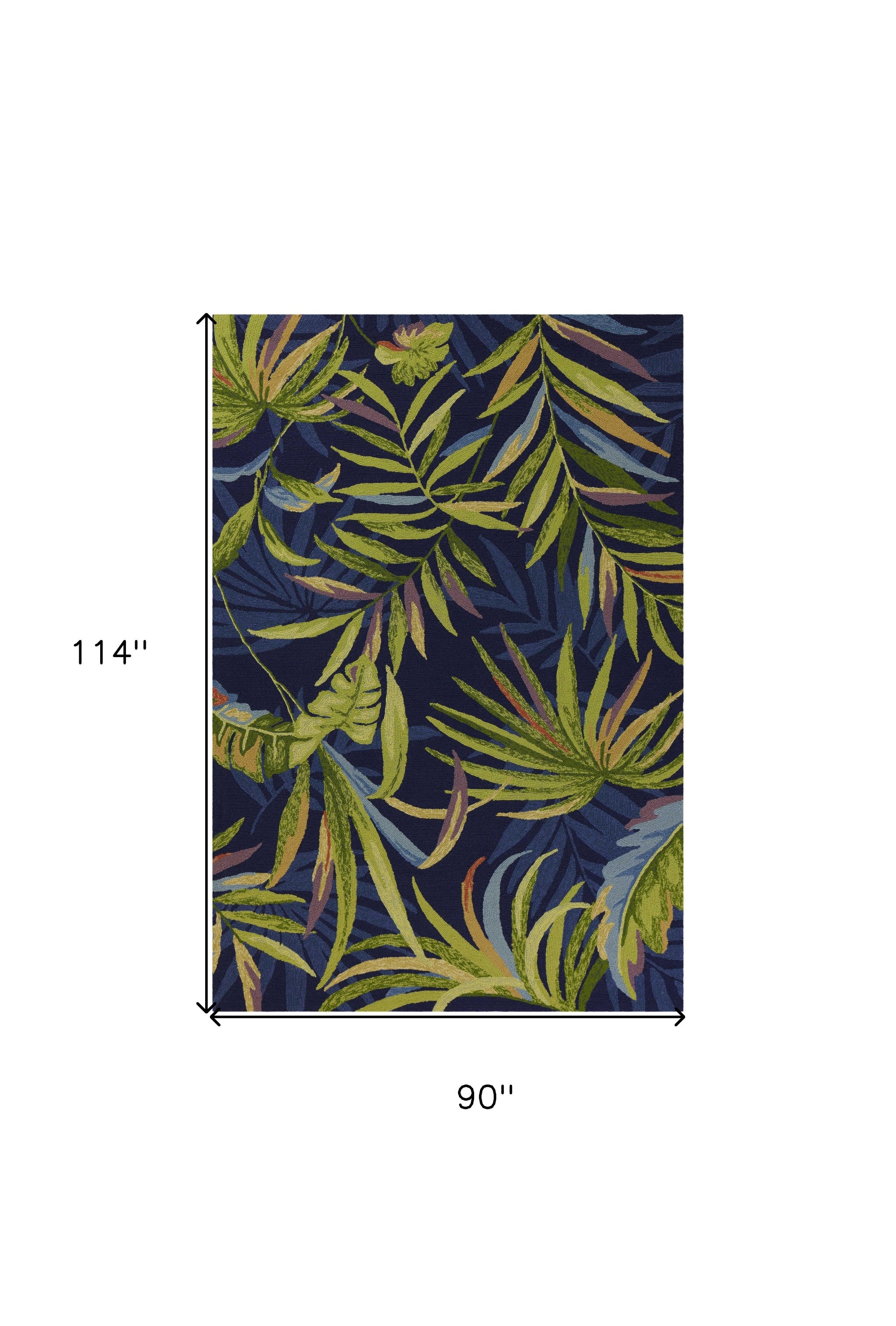 8' X 10' Blue Floral Indoor Outdoor Area Rug-Outdoor Rugs-DECOROLALA