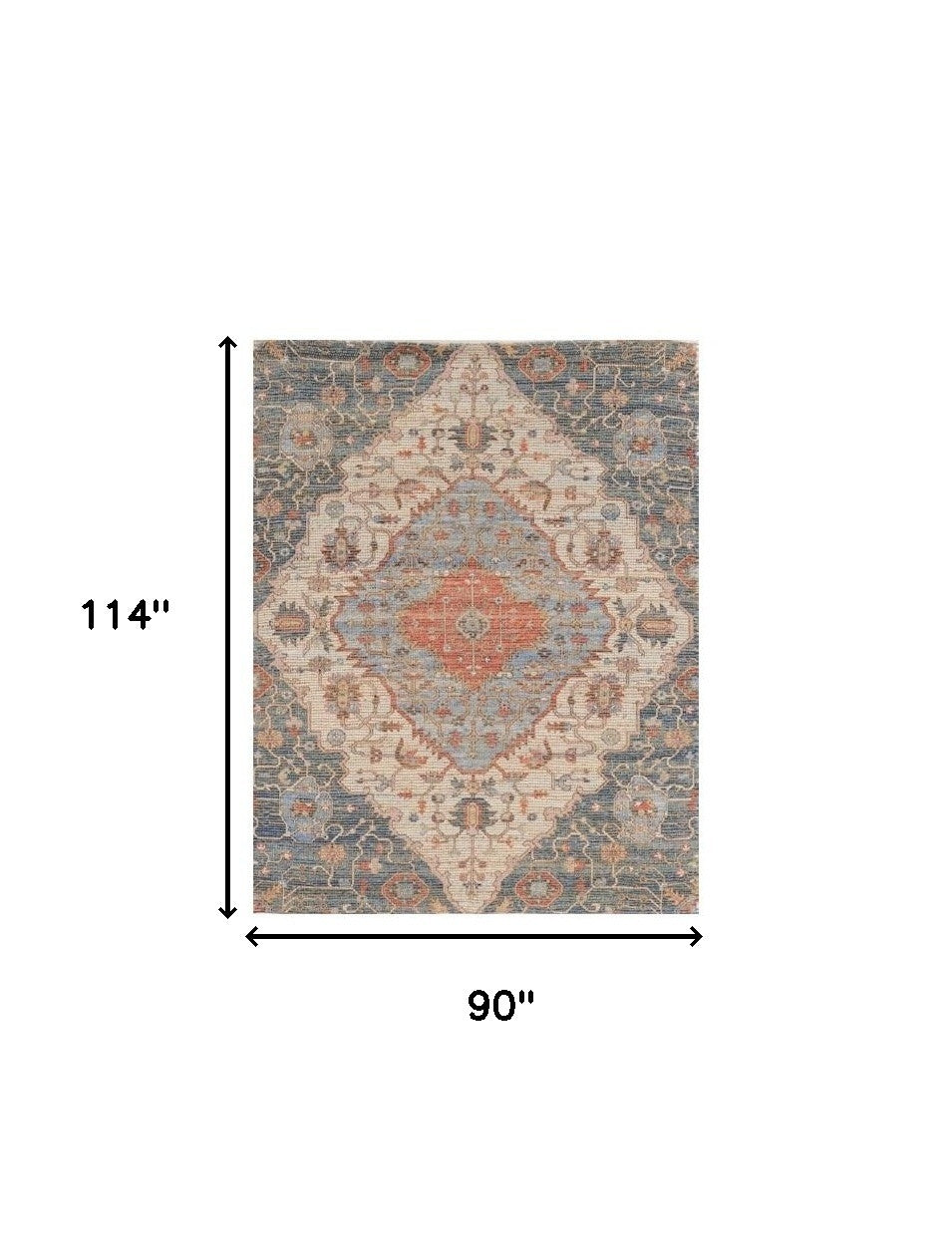 8' X 10' Blue Red Hand Woven Diamond Medallion Indoor Area Rug-Area Rugs-DECOROLALA