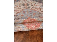 8' X 10' Blue Red Hand Woven Diamond Medallion Indoor Area Rug-Area Rugs-DECOROLALA