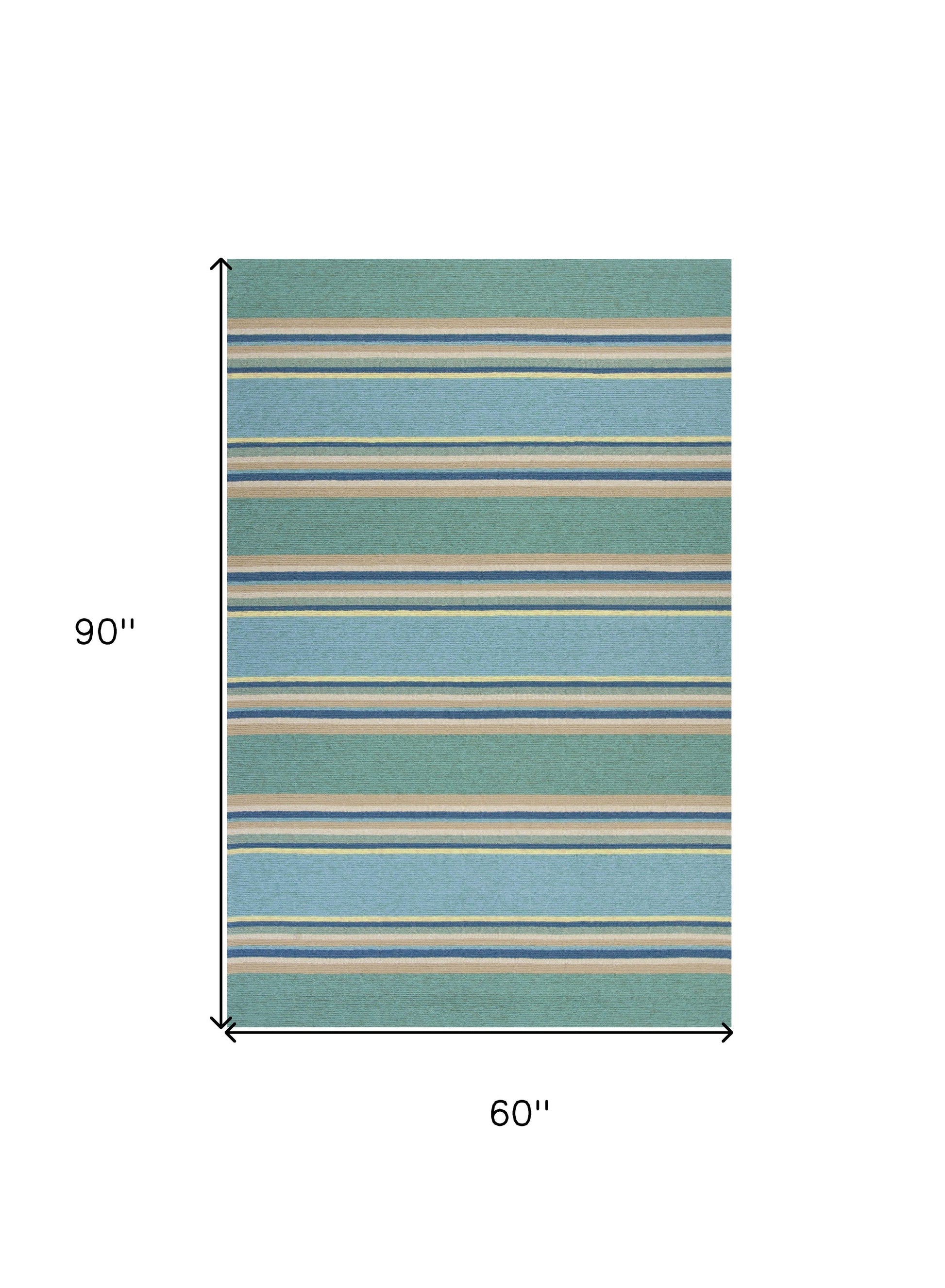 8' X 10' Blue Striped Handmade Indoor Outdoor Area Rug-Outdoor Rugs-DECOROLALA