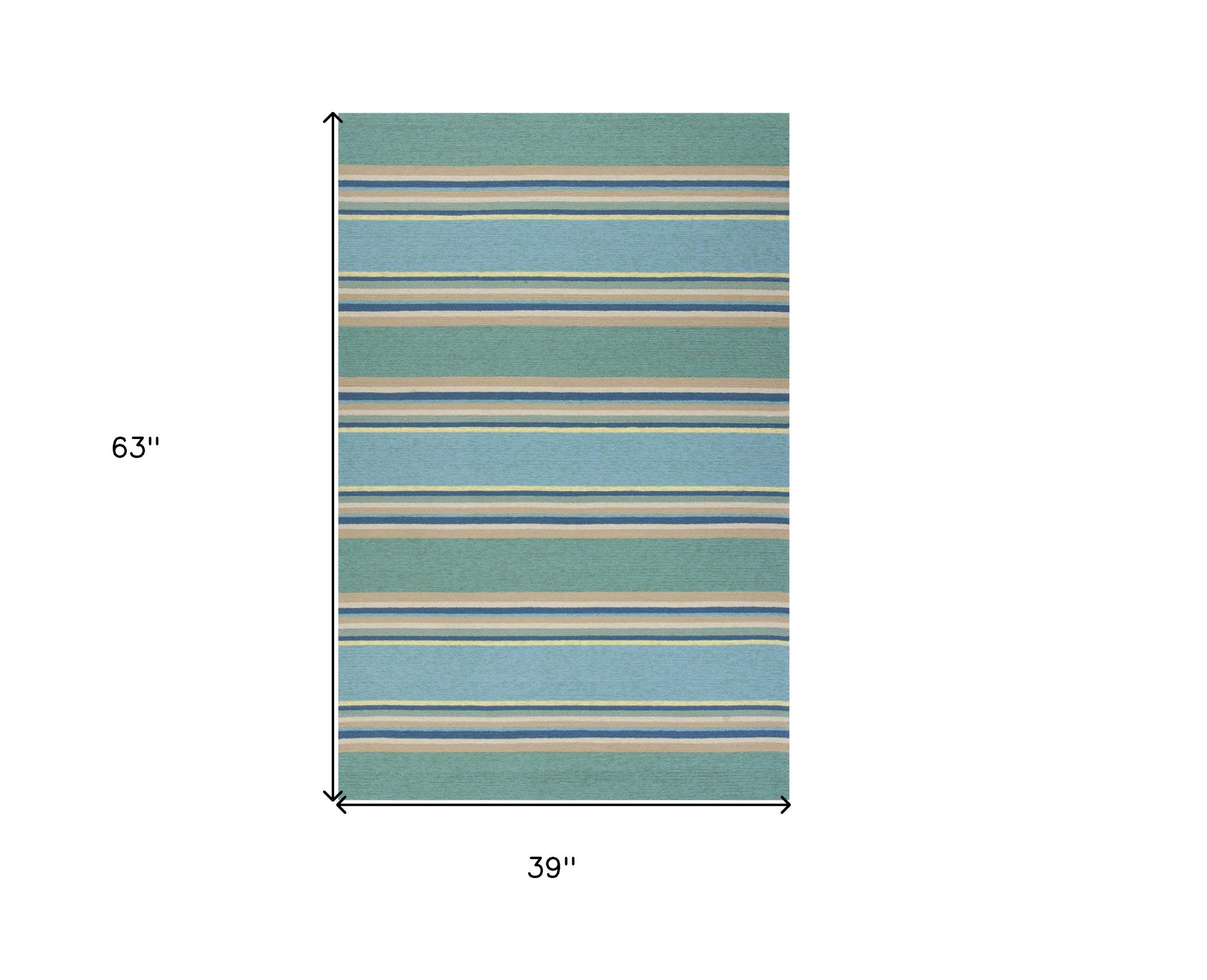 8' X 10' Blue Striped Handmade Indoor Outdoor Area Rug-Outdoor Rugs-DECOROLALA