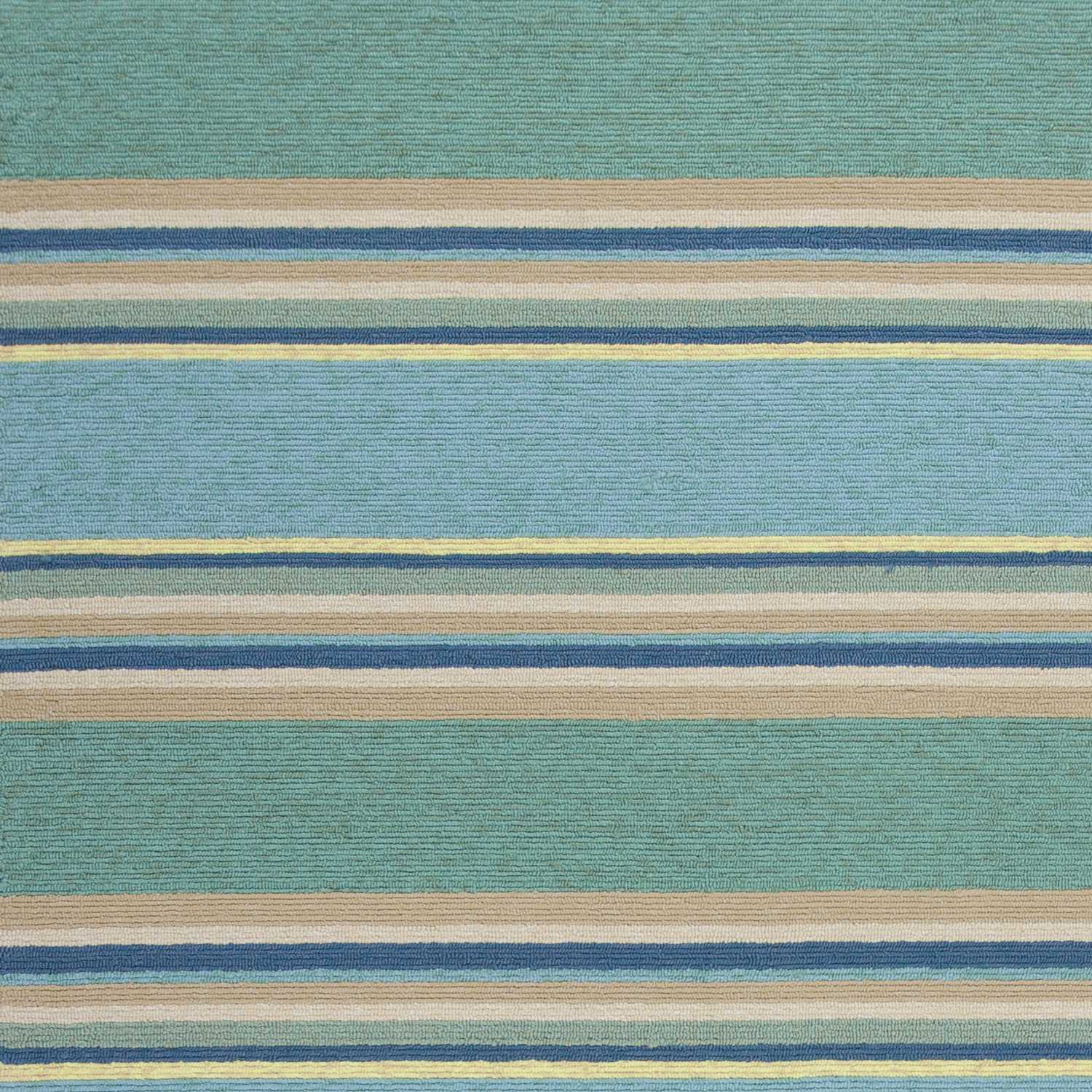8' X 10' Blue Striped Handmade Indoor Outdoor Area Rug-Outdoor Rugs-DECOROLALA