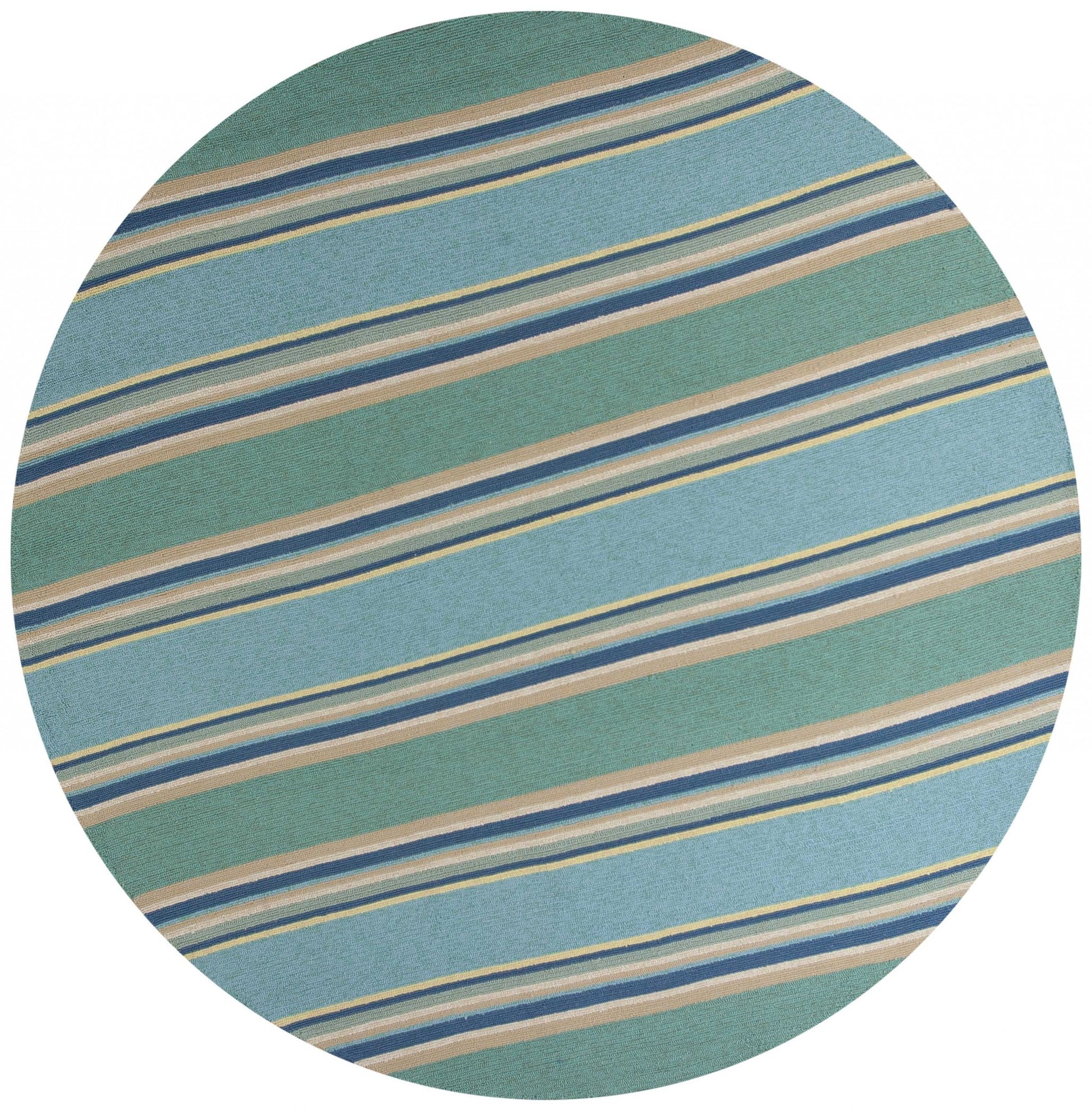 8' X 10' Blue Striped Handmade Indoor Outdoor Area Rug-Outdoor Rugs-DECOROLALA