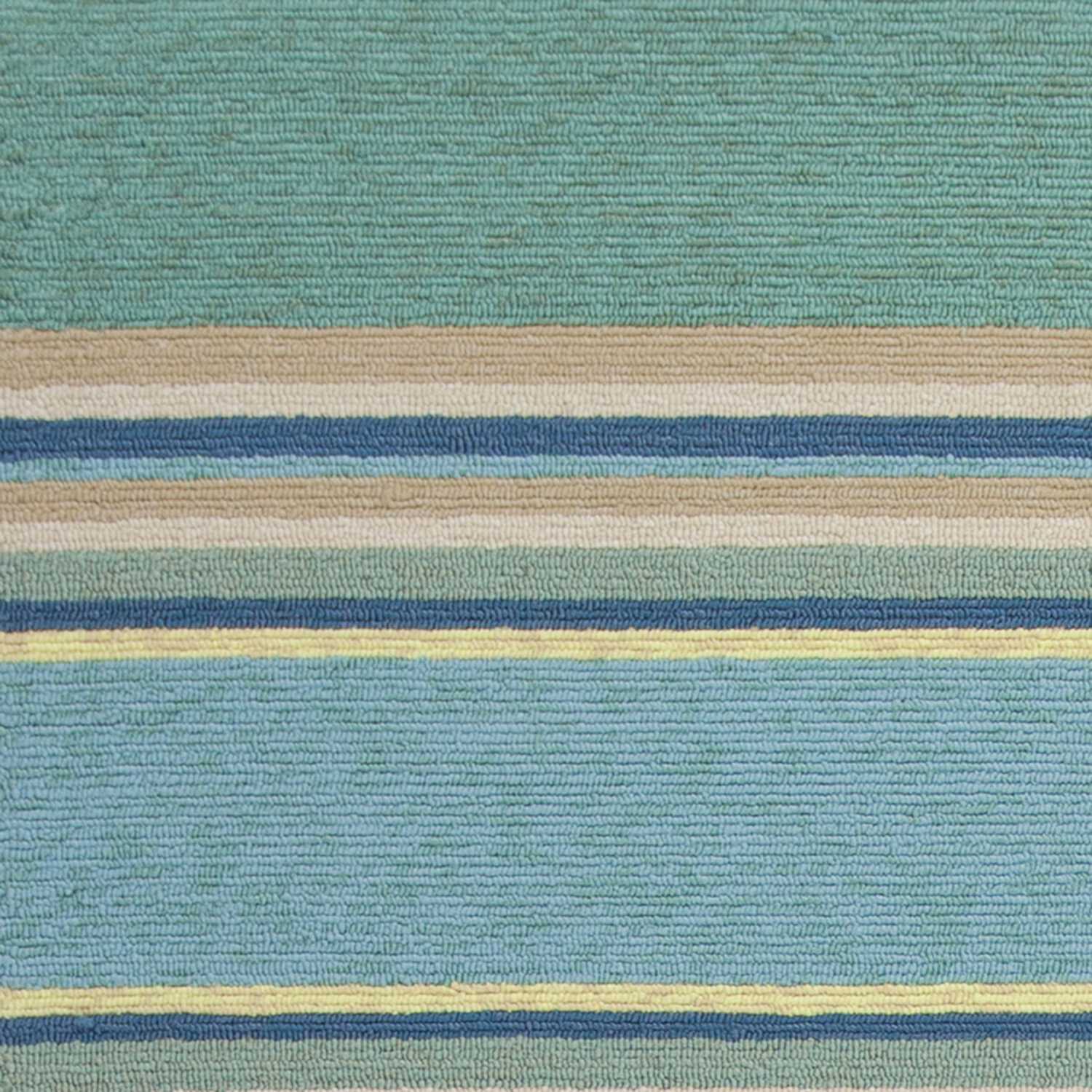8' X 10' Blue Striped Handmade Indoor Outdoor Area Rug-Outdoor Rugs-DECOROLALA