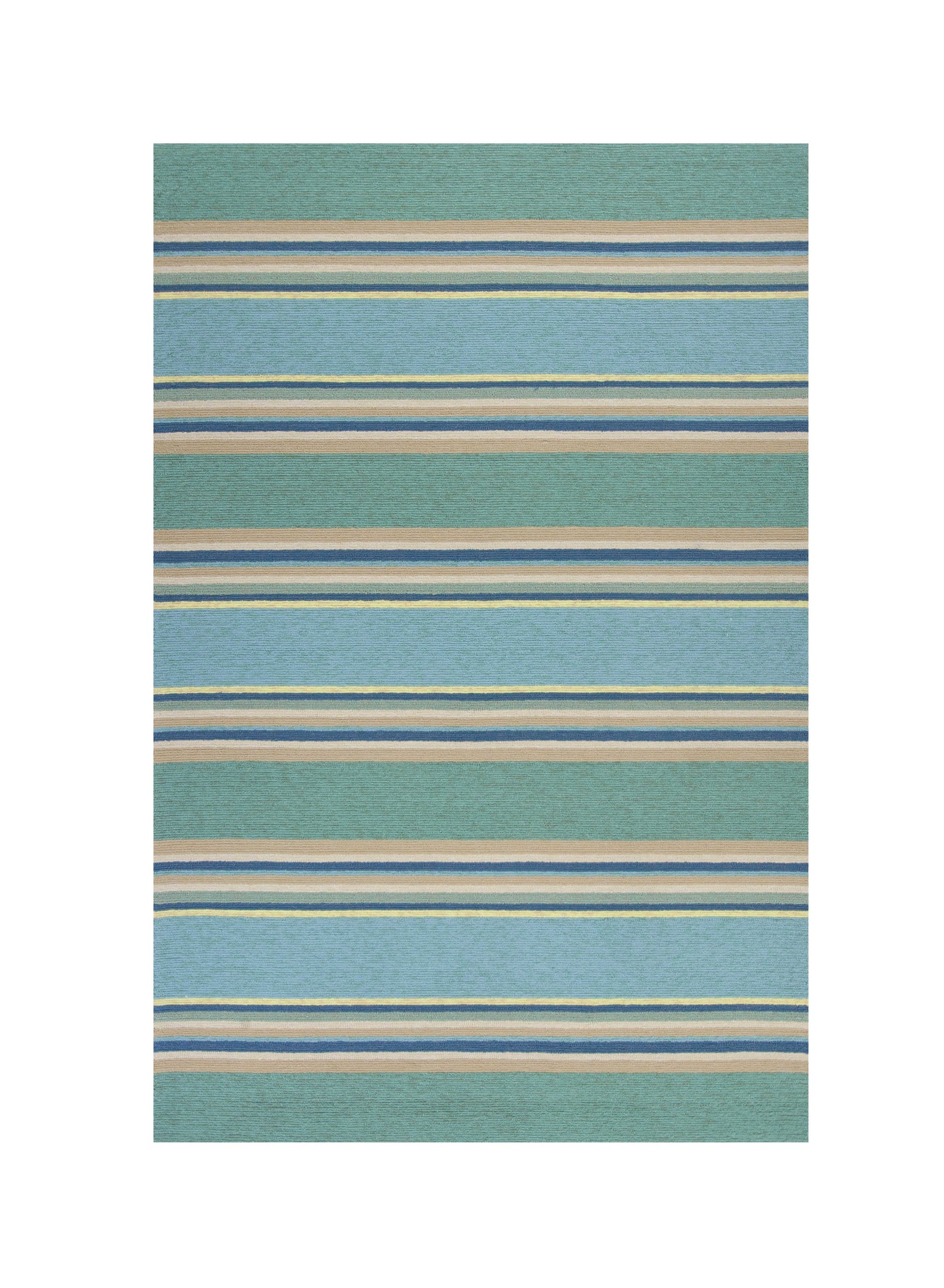 8' X 10' Blue Striped Handmade Indoor Outdoor Area Rug-Outdoor Rugs-DECOROLALA