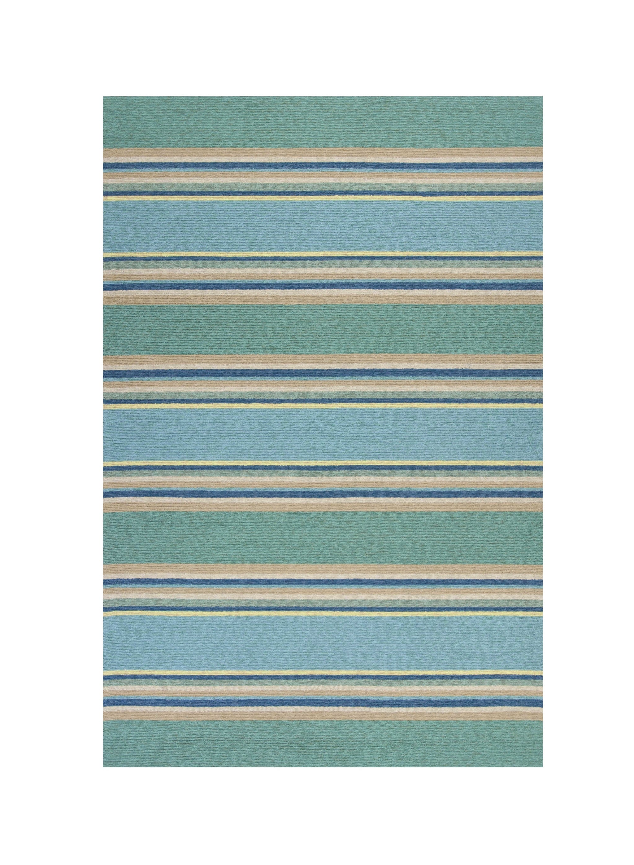 8' X 10' Blue Striped Handmade Indoor Outdoor Area Rug-Outdoor Rugs-DECOROLALA