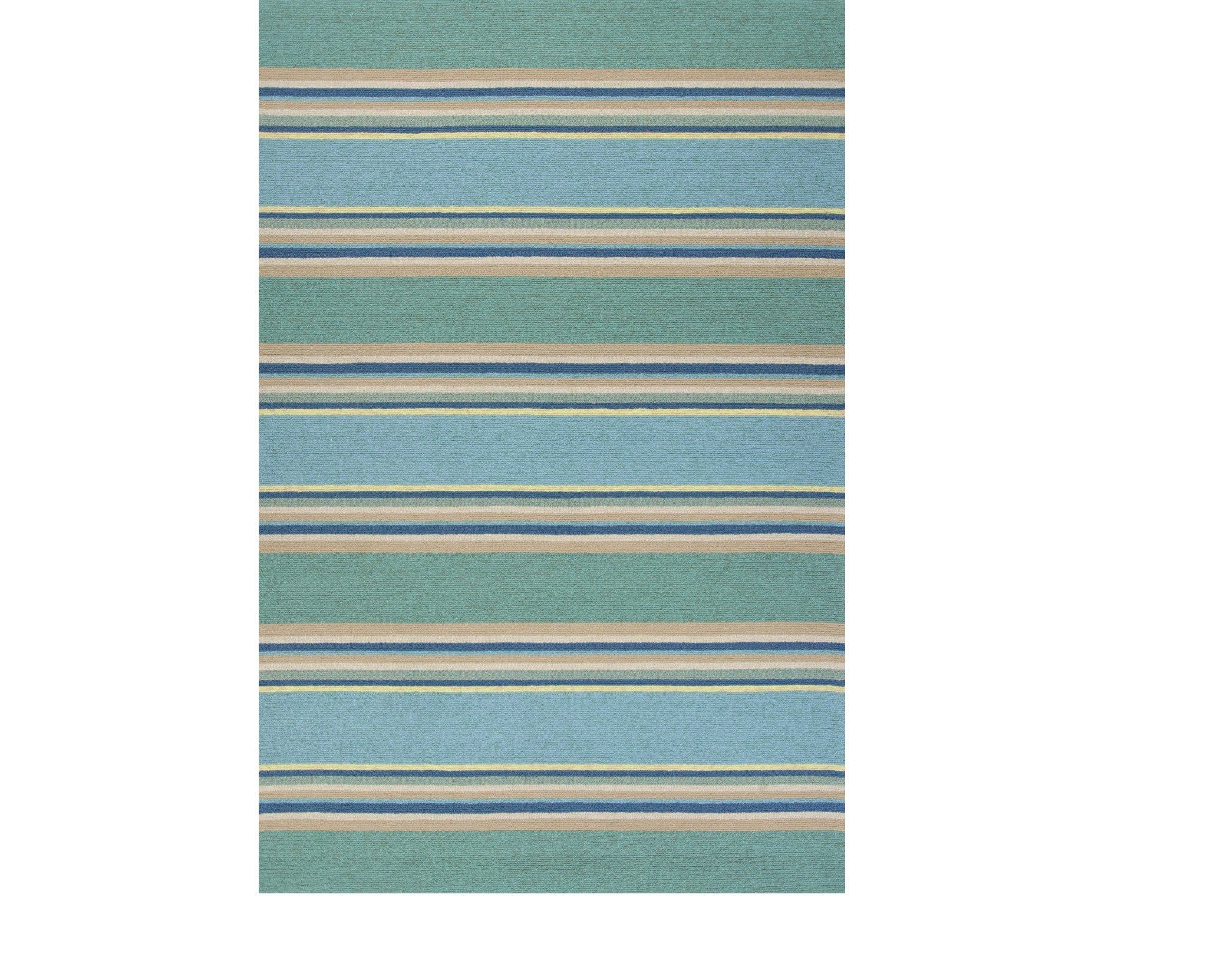 8' X 10' Blue Striped Handmade Indoor Outdoor Area Rug-Outdoor Rugs-DECOROLALA