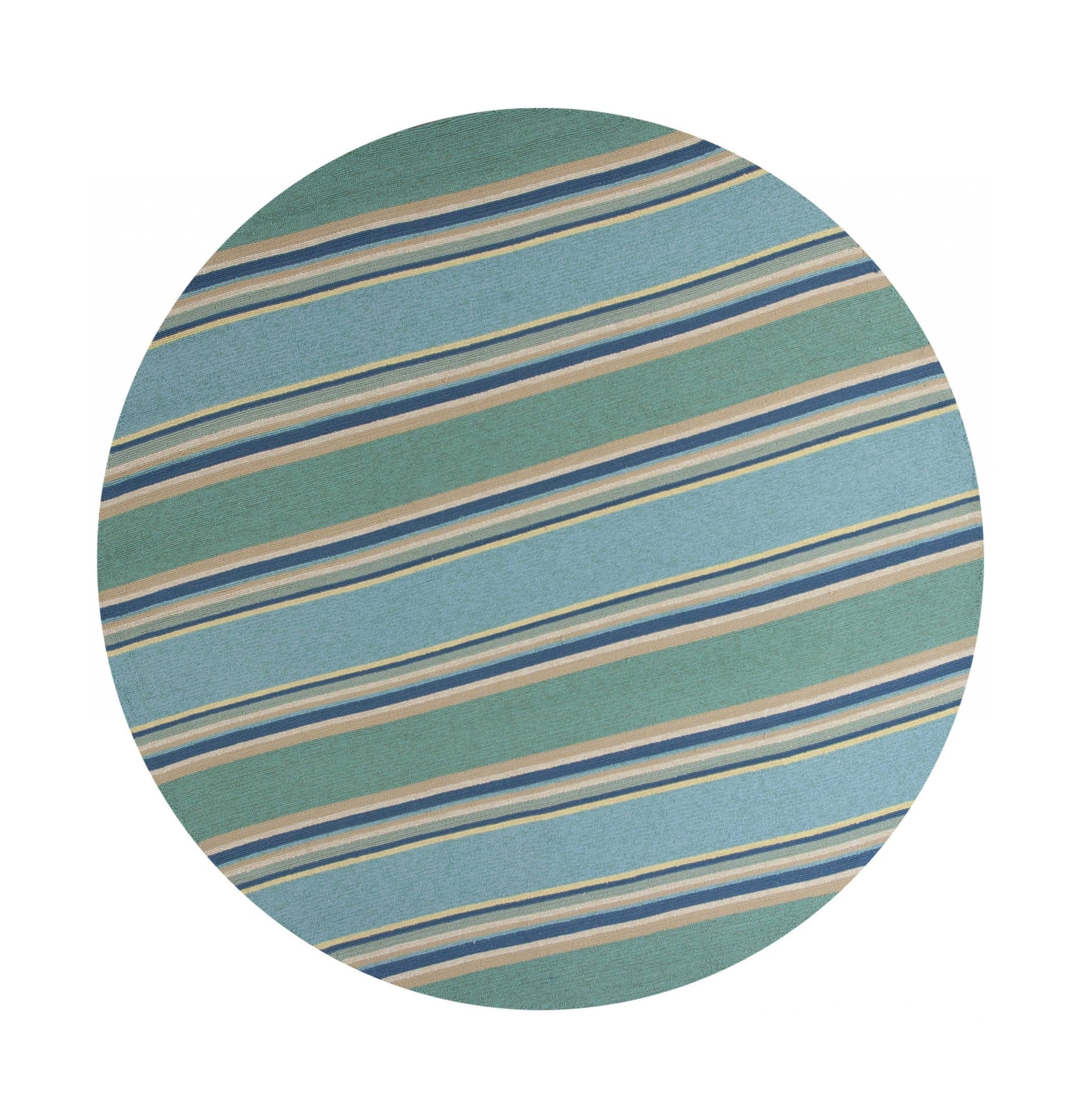 8' X 10' Blue Striped Handmade Indoor Outdoor Area Rug-Outdoor Rugs-DECOROLALA