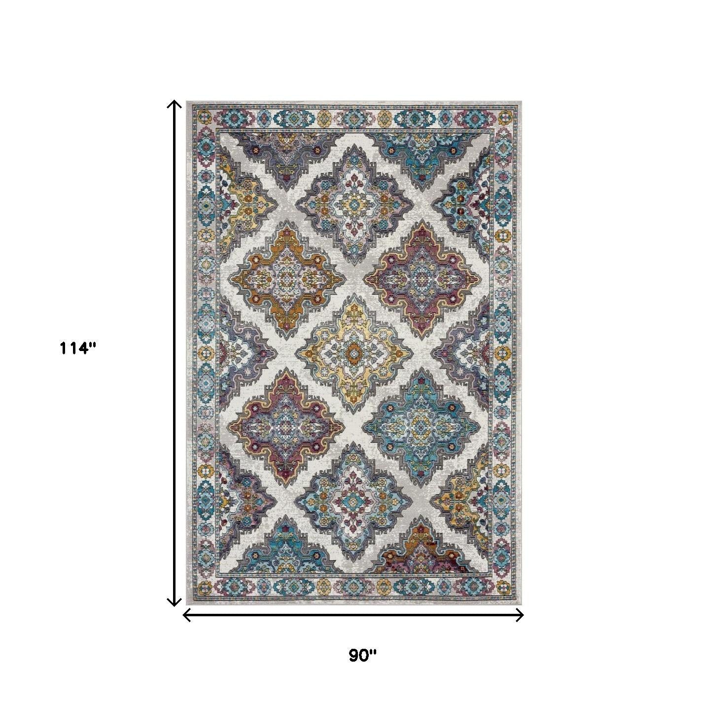 8' X 10' Blue Traditional Floral Motifs Area Rug-Area Rugs-DECOROLALA