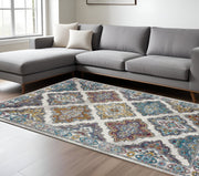8' X 10' Blue Traditional Floral Motifs Area Rug-Area Rugs-DECOROLALA
