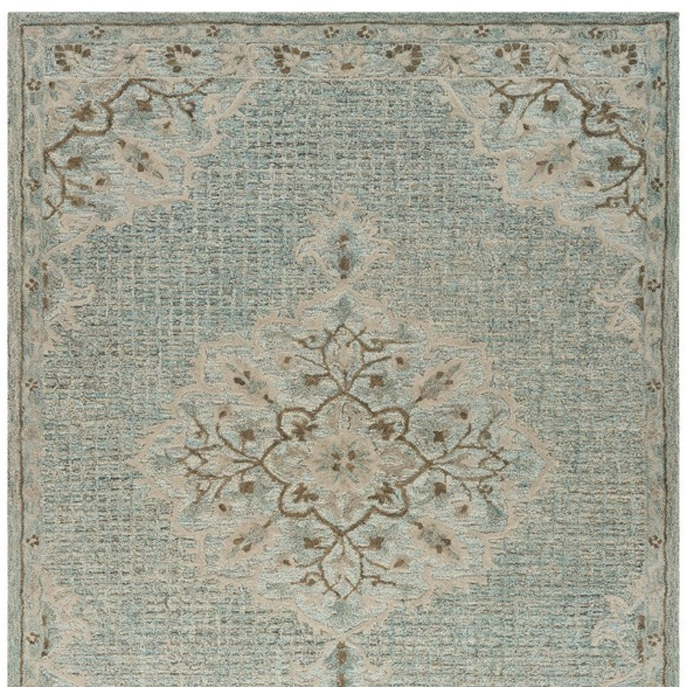 8' X 10' Blue Wool Hand Tufted Area Rug-Area Rugs-DECOROLALA