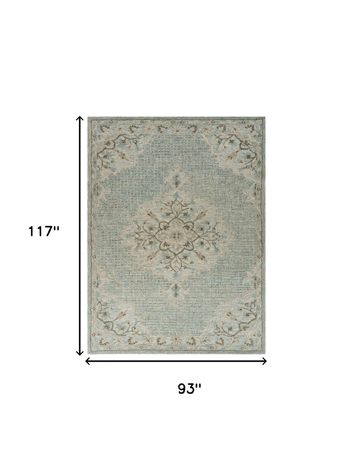 8' X 10' Blue Wool Hand Tufted Area Rug-Area Rugs-DECOROLALA