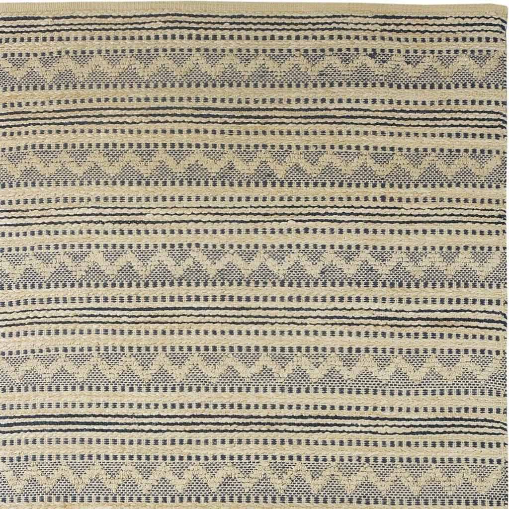 8' X 10' Blue and Beige Chevron Striped Area Rug-Area Rugs-DECOROLALA