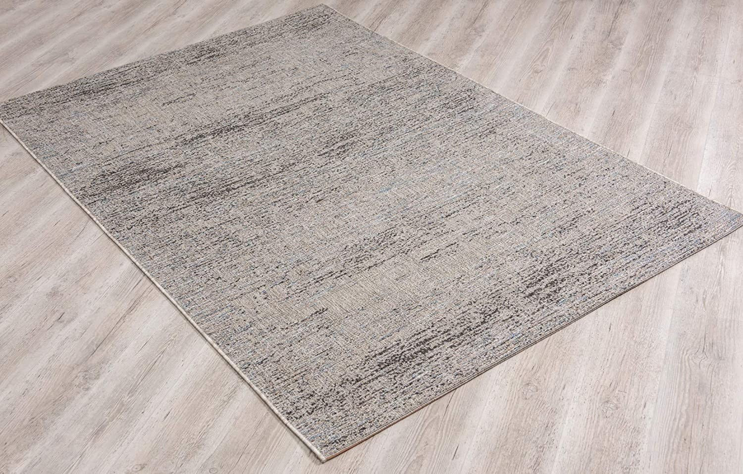 8' X 10' Blue and Gray Abstract Area Rug-Area Rugs-DECOROLALA