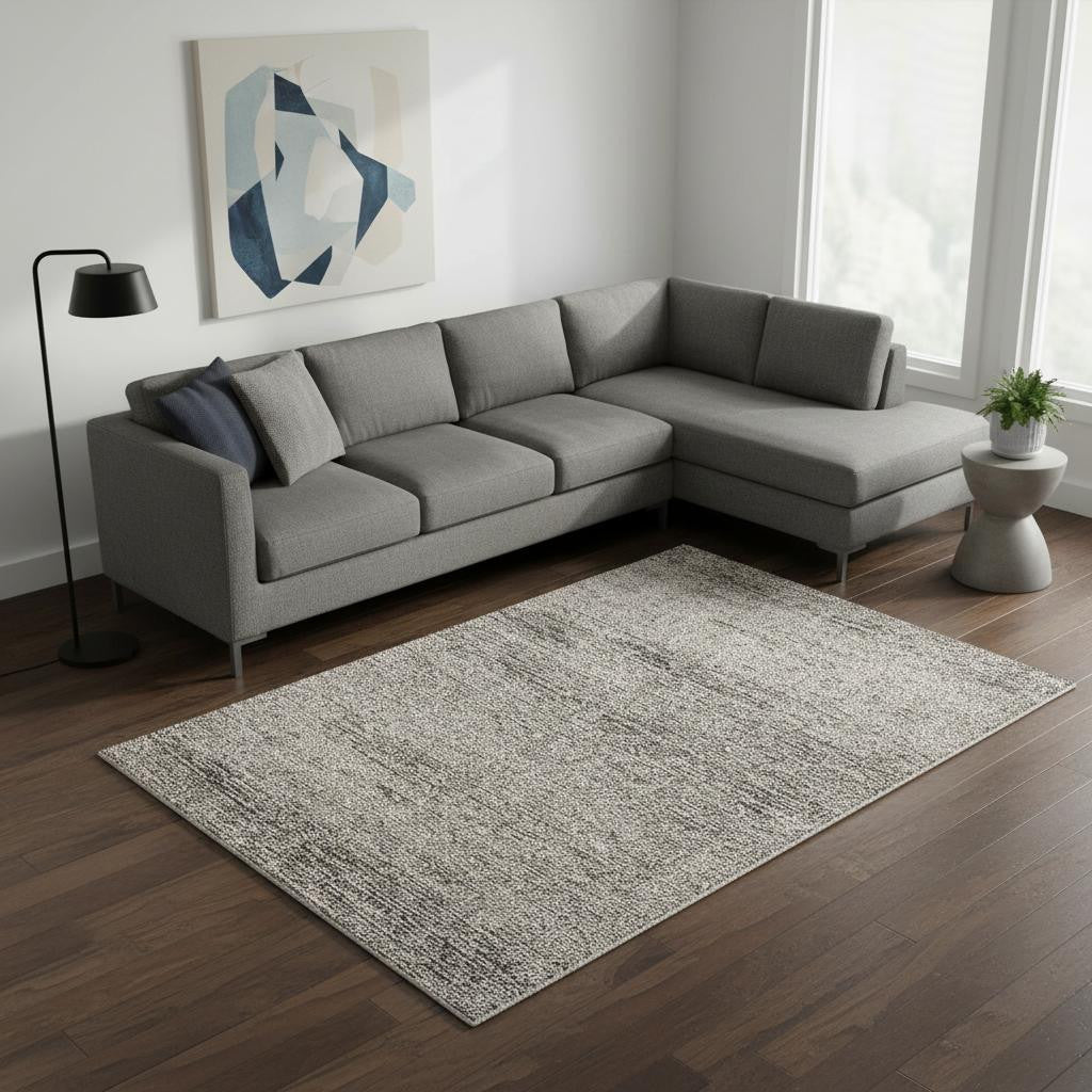 8' X 10' Blue and Gray Abstract Area Rug-Area Rugs-DECOROLALA