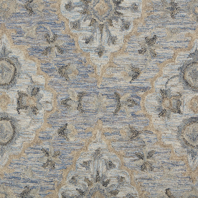 8' X 10' Blue and Tan Traditional Area Rug-Area Rugs-DECOROLALA