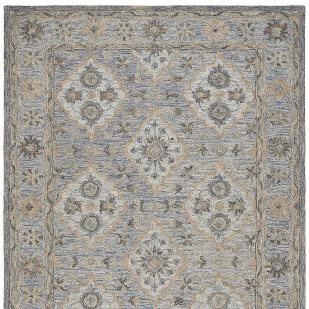 8' X 10' Blue and Tan Traditional Area Rug-Area Rugs-DECOROLALA