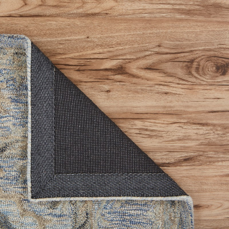 8' X 10' Blue and Tan Traditional Area Rug-Area Rugs-DECOROLALA