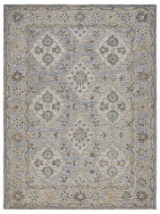 8' X 10' Blue and Tan Traditional Area Rug-Area Rugs-DECOROLALA