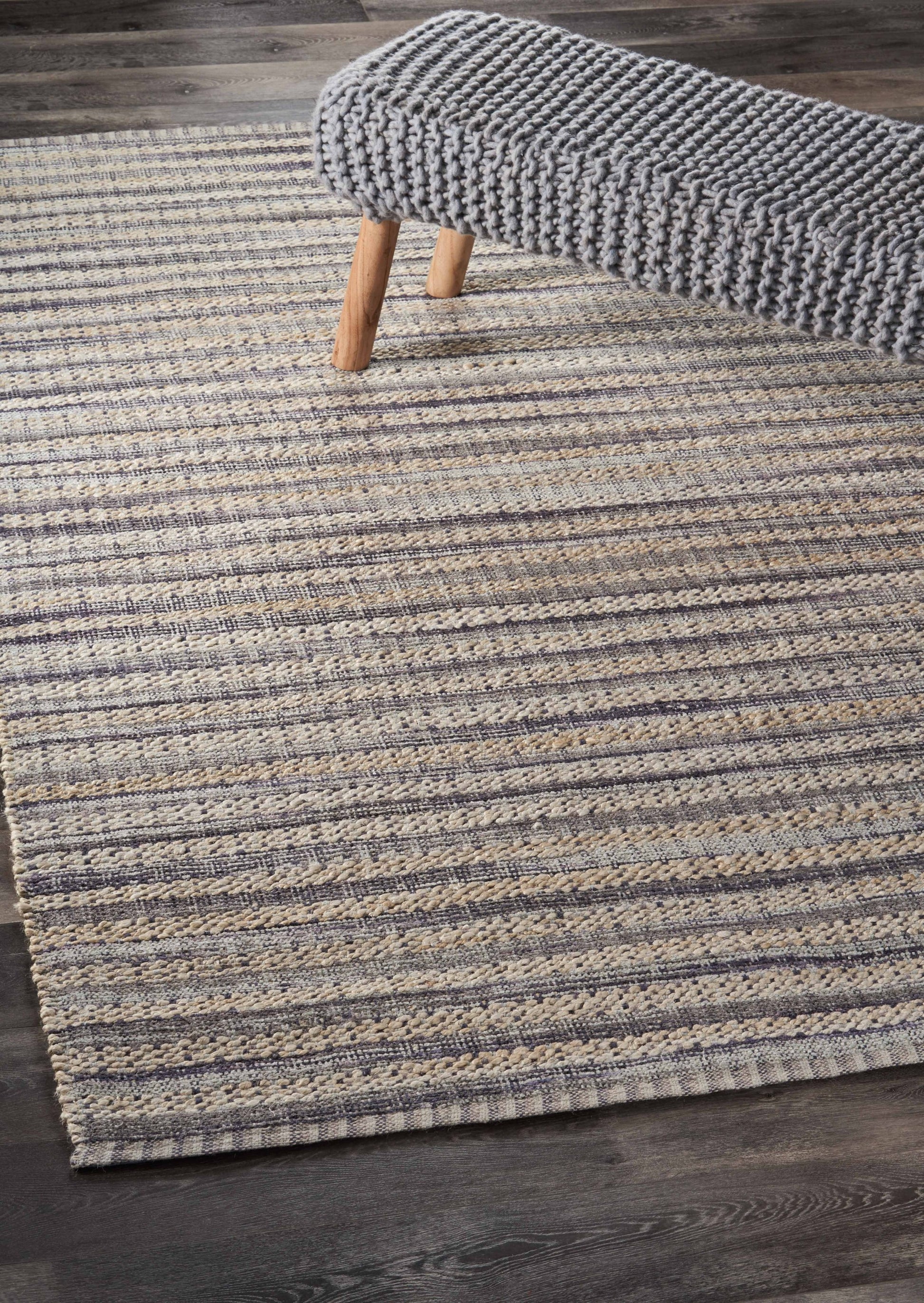 8' X 10' Brown and Gray Striped Area Rug-Area Rugs-DECOROLALA