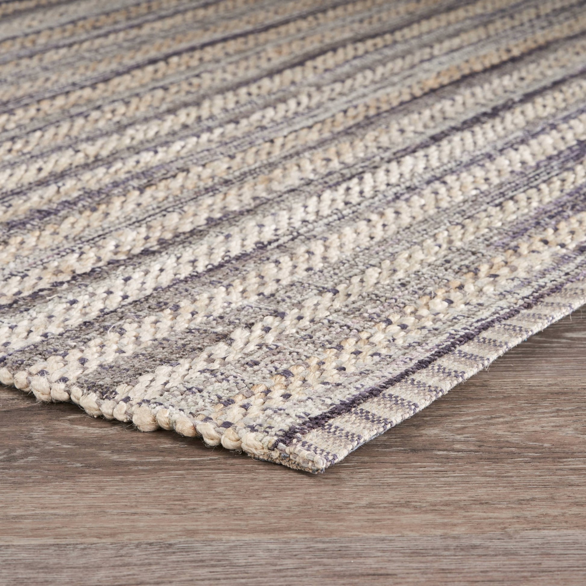 8' X 10' Brown and Gray Striped Area Rug-Area Rugs-DECOROLALA