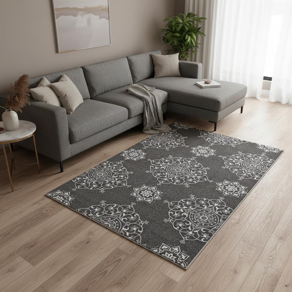 8' X 10' Charcoal Hand Tufted Area Rug-Area Rugs-DECOROLALA
