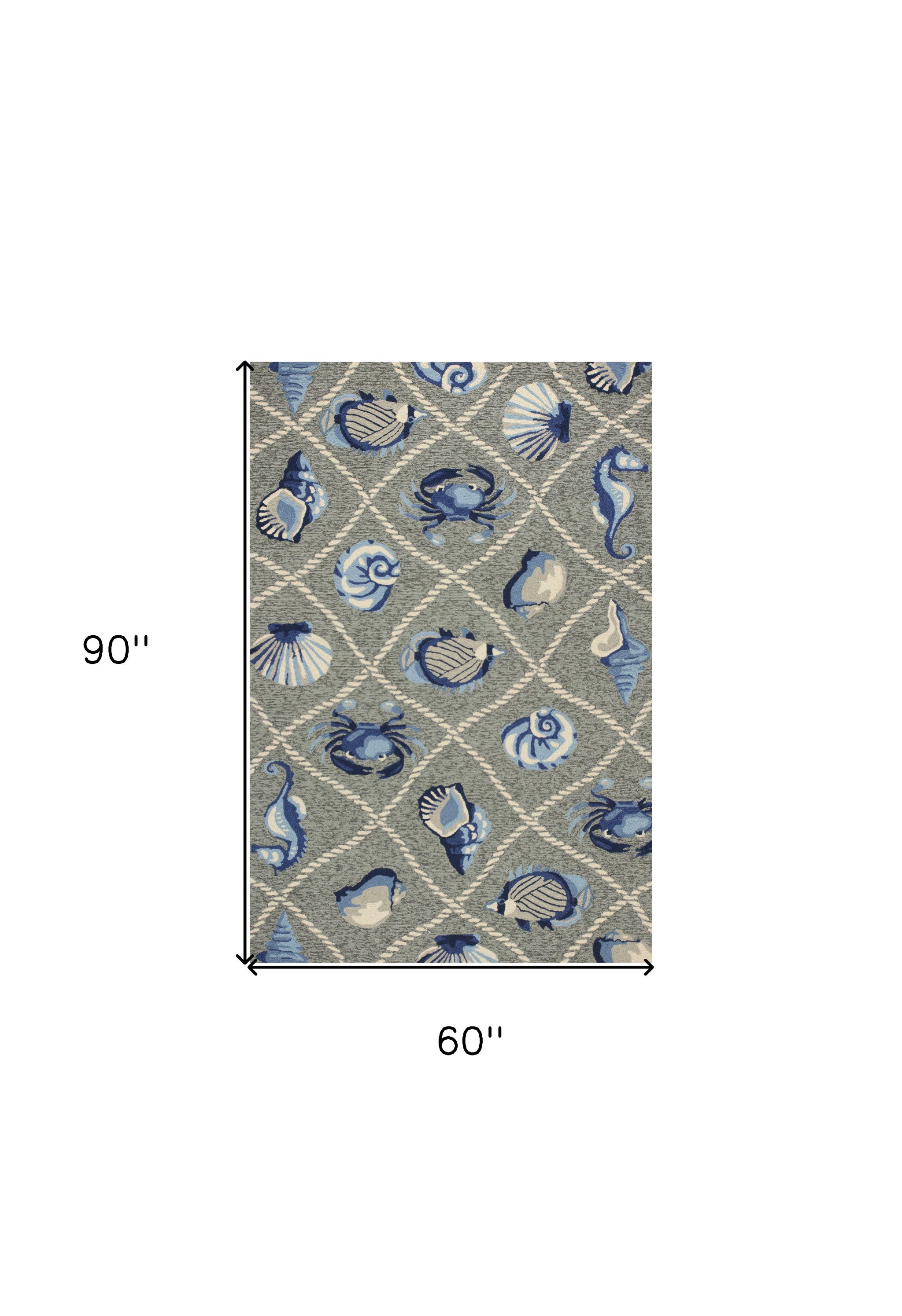 8' X 10' Gray Abstract Indoor Outdoor Area Rug-Outdoor Rugs-DECOROLALA