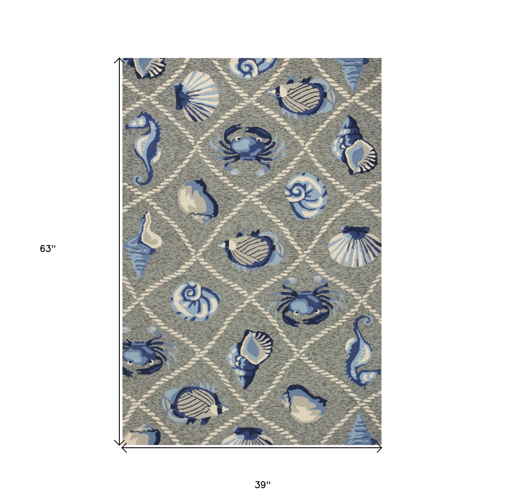 8' X 10' Gray Abstract Indoor Outdoor Area Rug-Outdoor Rugs-DECOROLALA