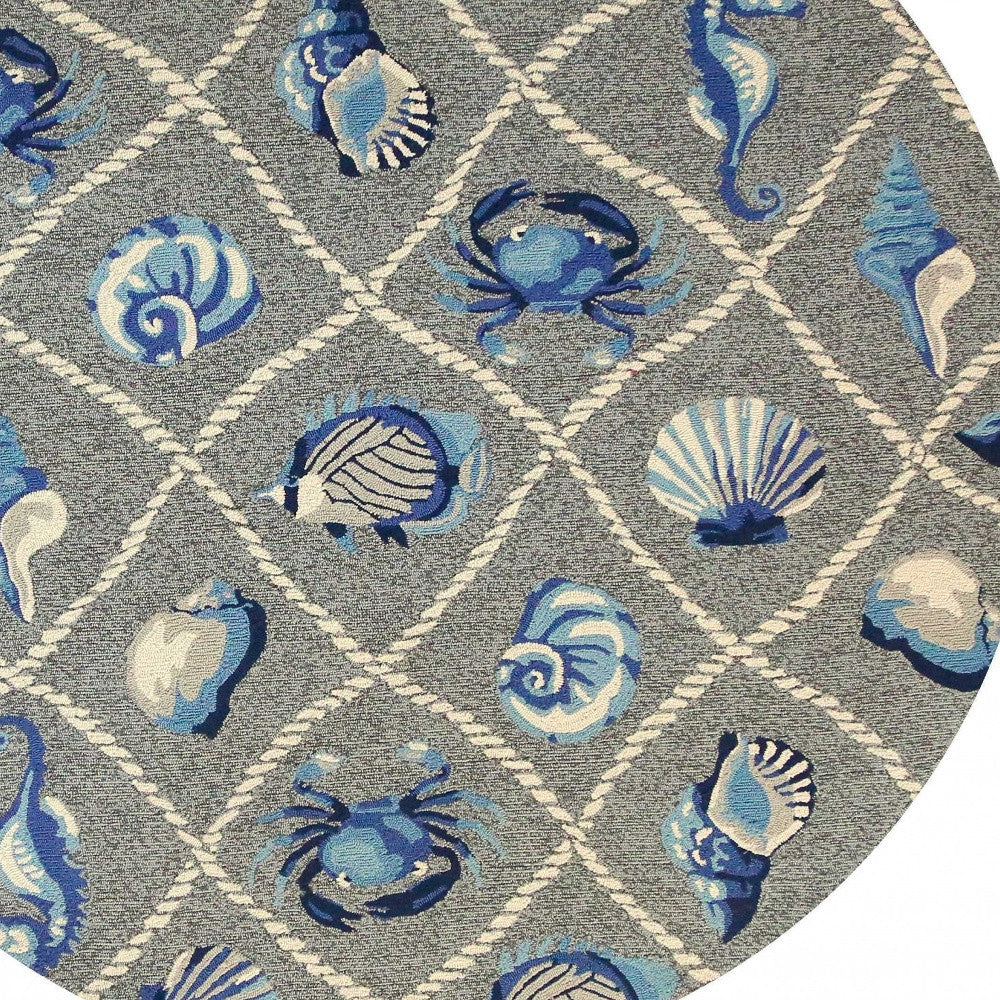 8' X 10' Gray Abstract Indoor Outdoor Area Rug-Outdoor Rugs-DECOROLALA