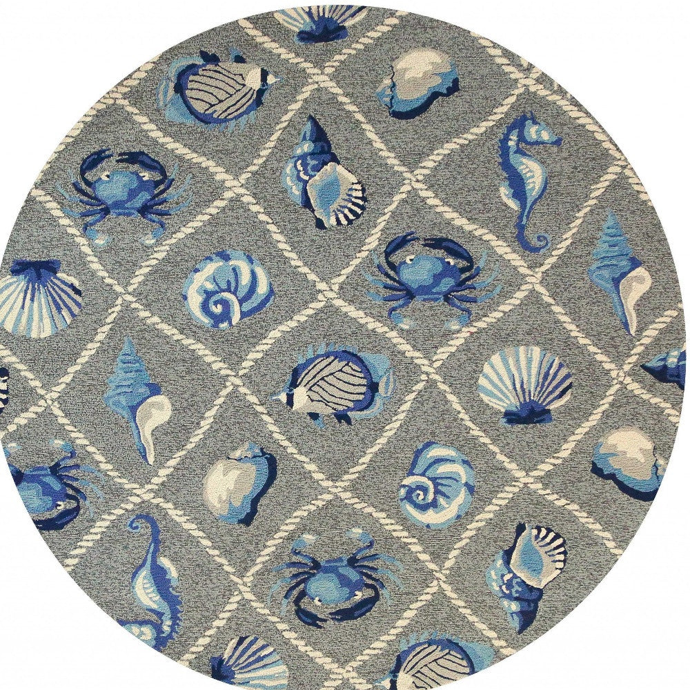 8' X 10' Gray Abstract Indoor Outdoor Area Rug-Outdoor Rugs-DECOROLALA