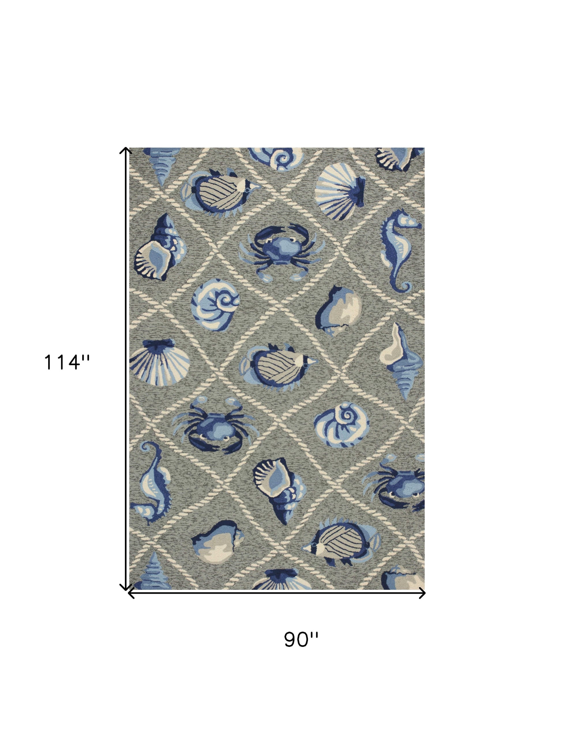 8' X 10' Gray Abstract Indoor Outdoor Area Rug-Outdoor Rugs-DECOROLALA