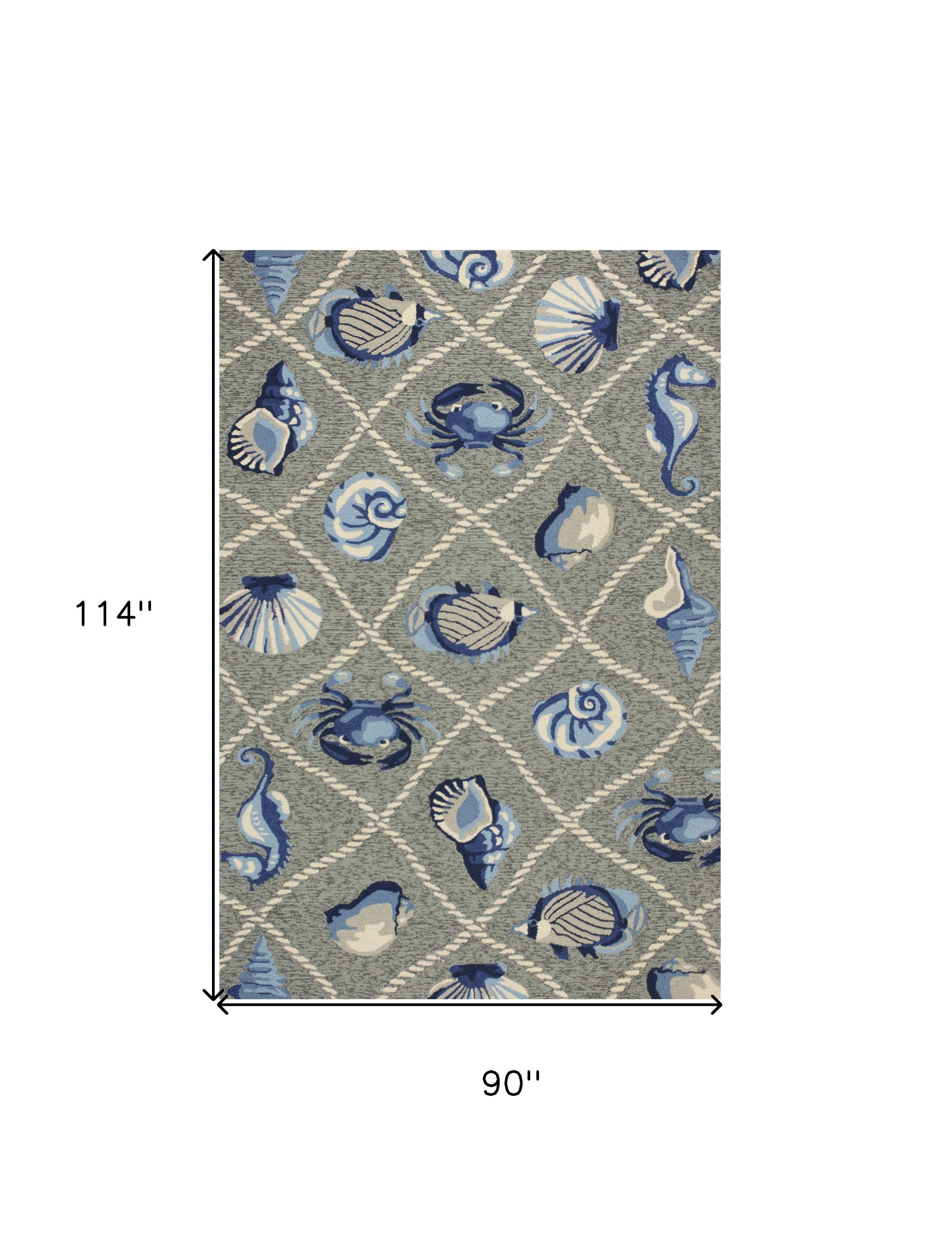 8' X 10' Gray Abstract Indoor Outdoor Area Rug-Outdoor Rugs-DECOROLALA