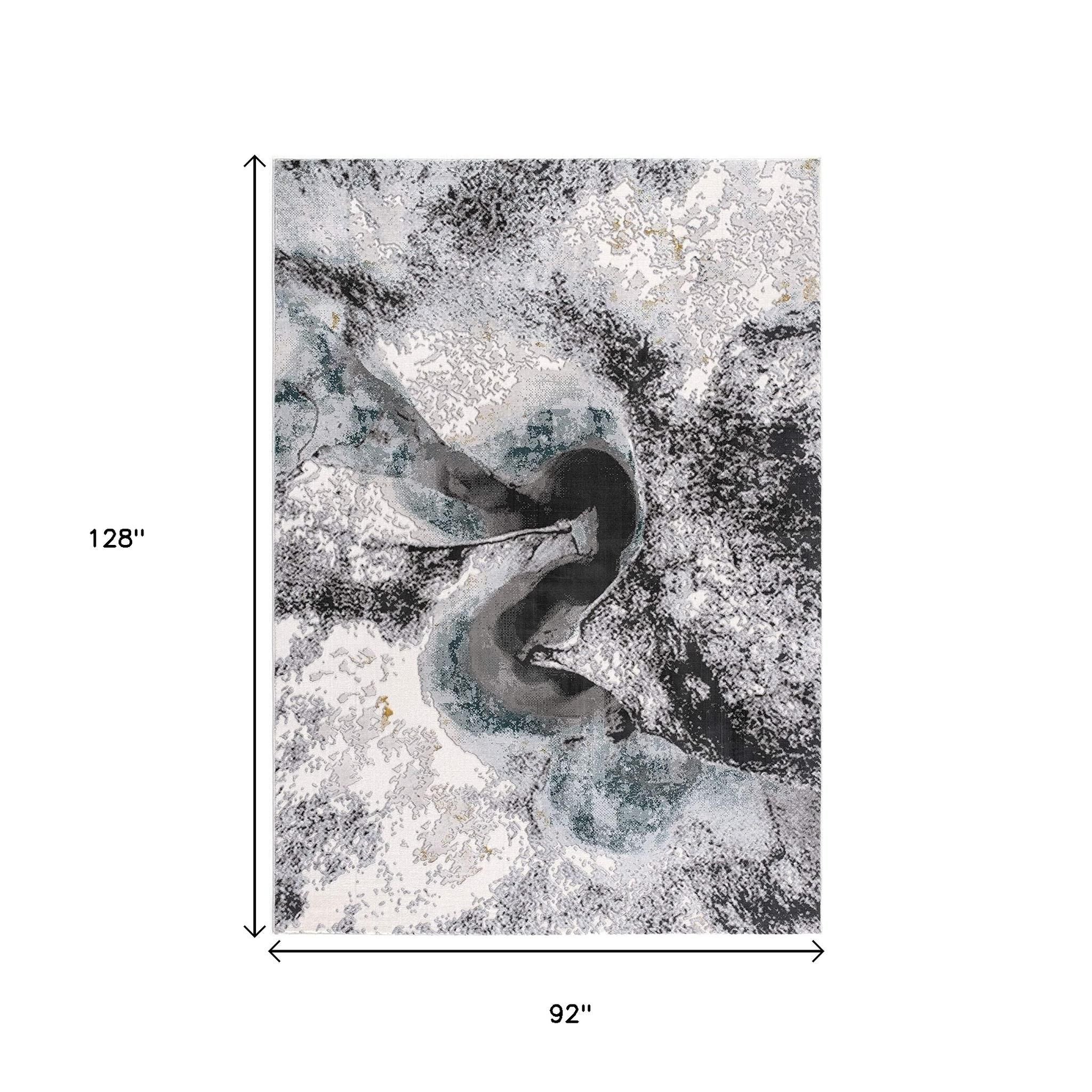 8' X 10' Gray Abstract Power Loom Area Rug-Area Rugs-DECOROLALA