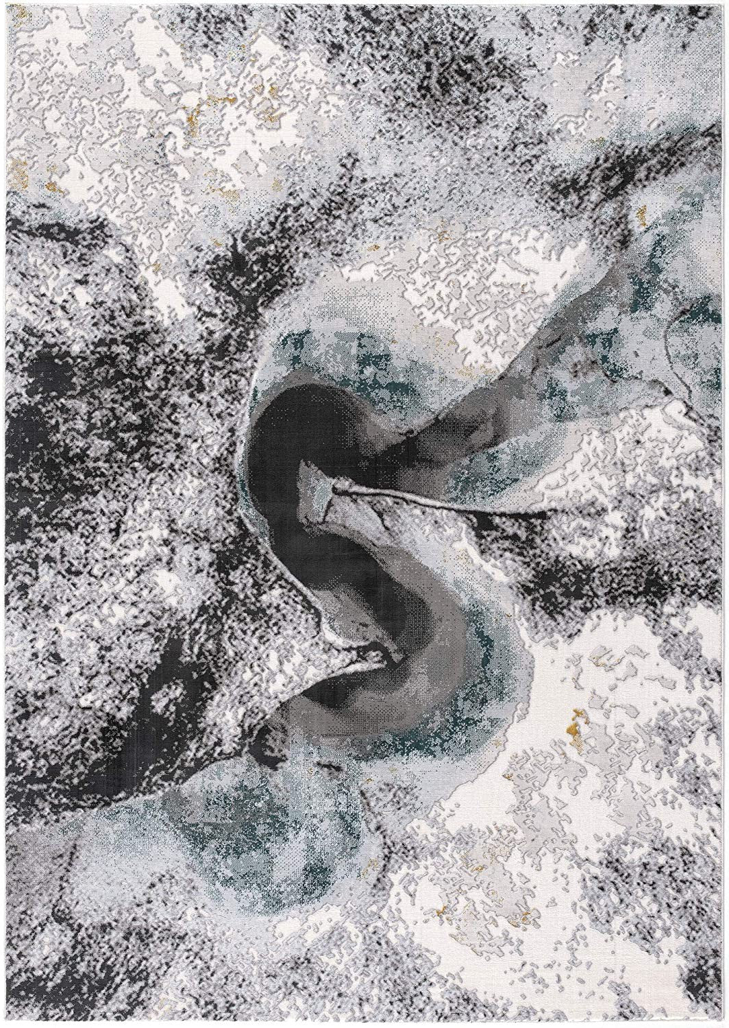 8' X 10' Gray Abstract Power Loom Area Rug-Area Rugs-DECOROLALA