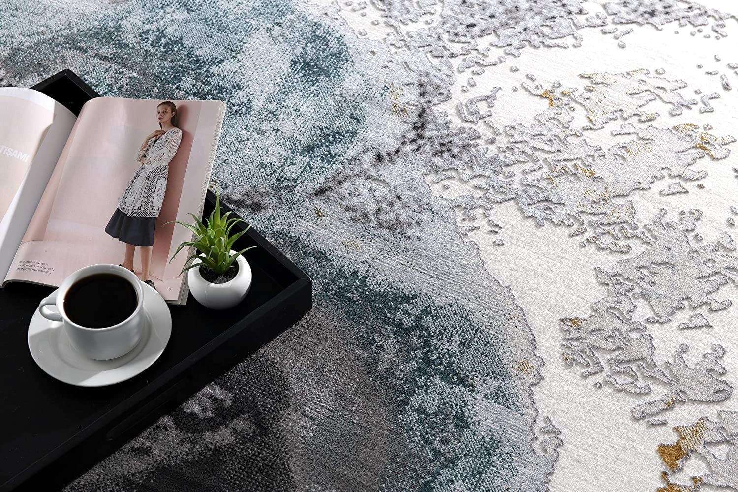 8' X 10' Gray Abstract Power Loom Area Rug-Area Rugs-DECOROLALA