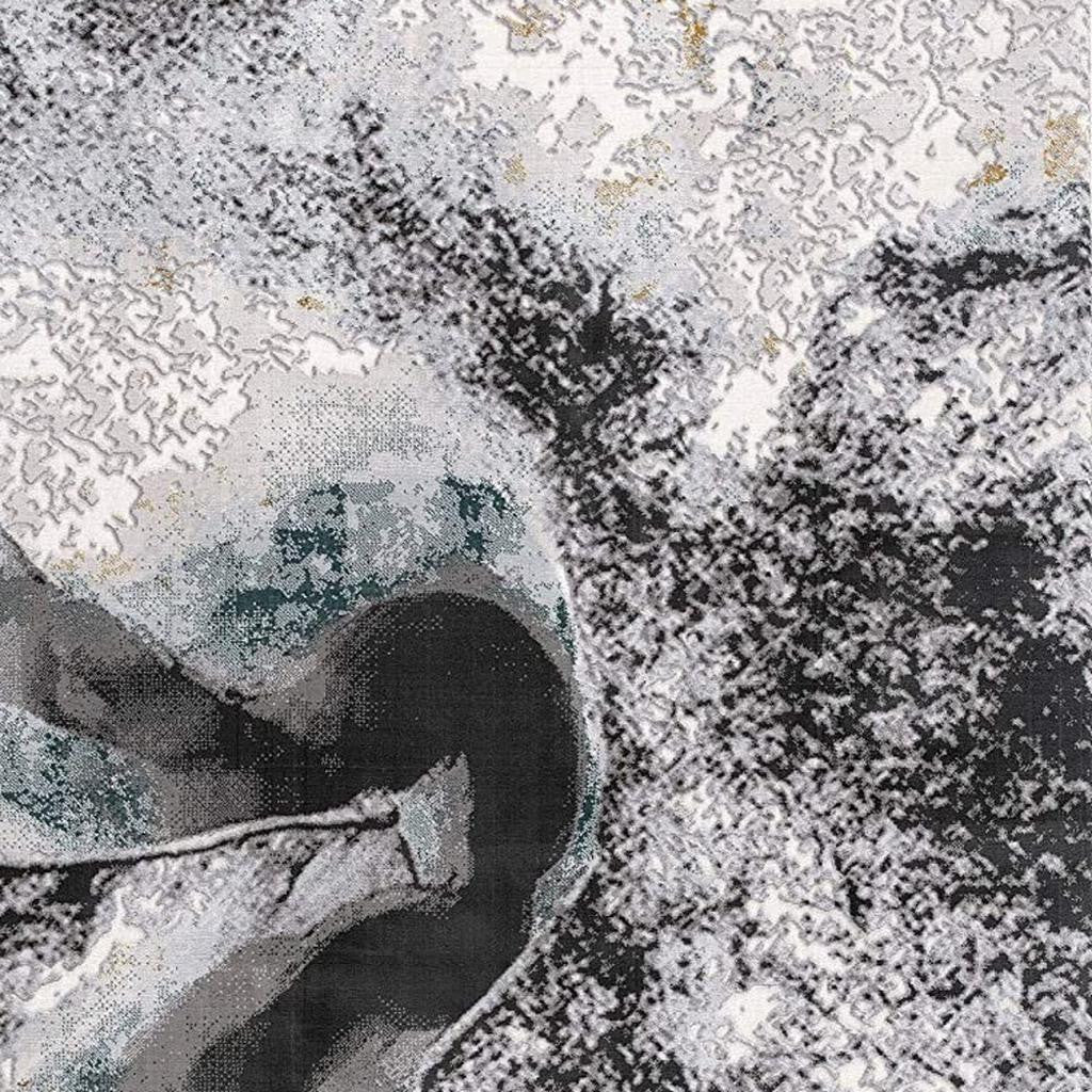 8' X 10' Gray Abstract Power Loom Area Rug-Area Rugs-DECOROLALA