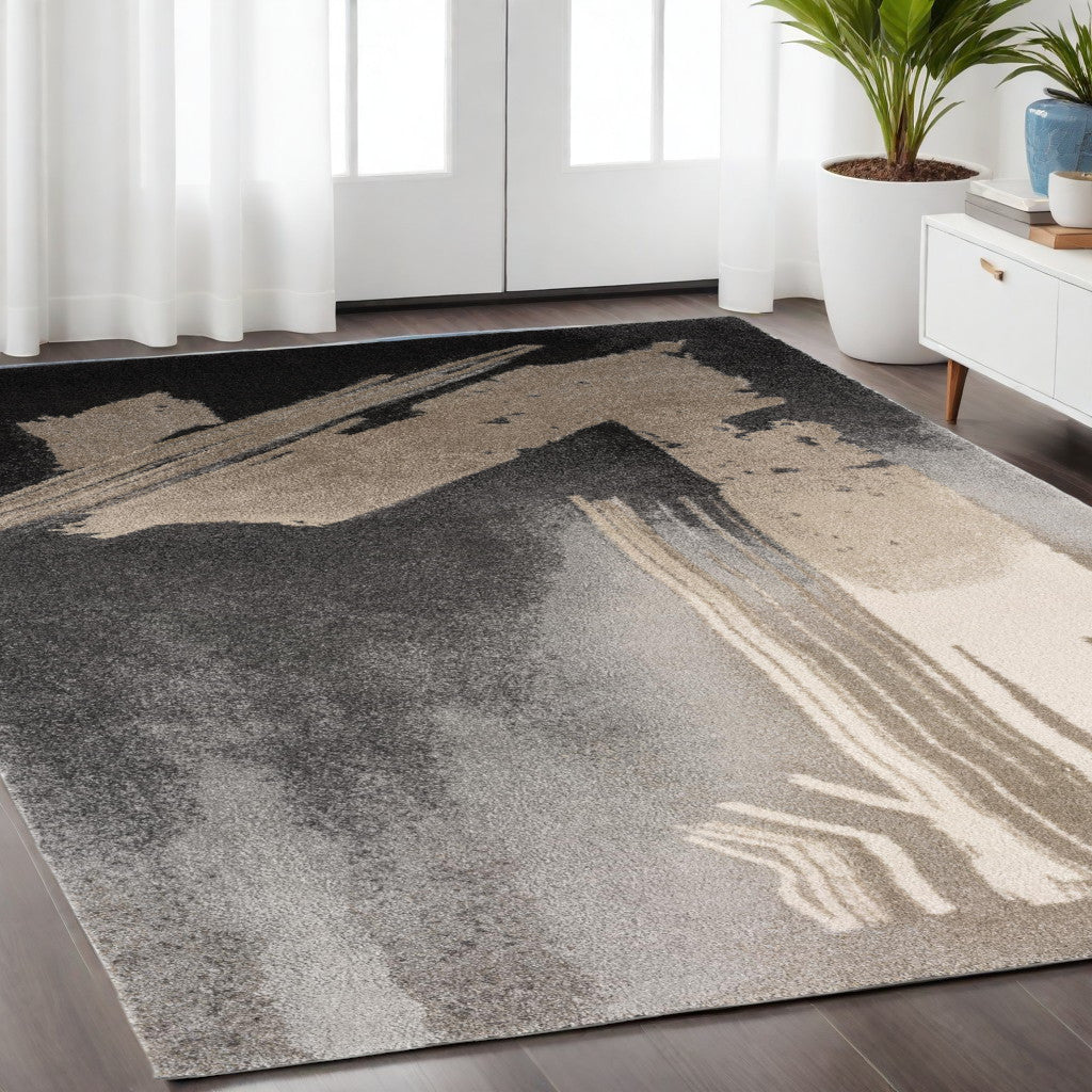 8' X 10' Gray Abstract Power Loom Area Rug-Area Rugs-DECOROLALA