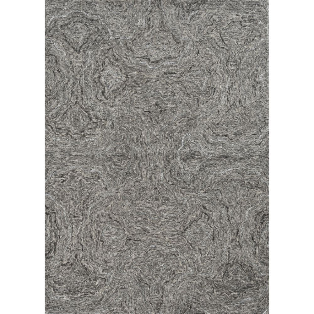 8' X 10' Gray And Dark Gray Wool Abstract Hand Tufted Area Rug-Area Rugs-DECOROLALA