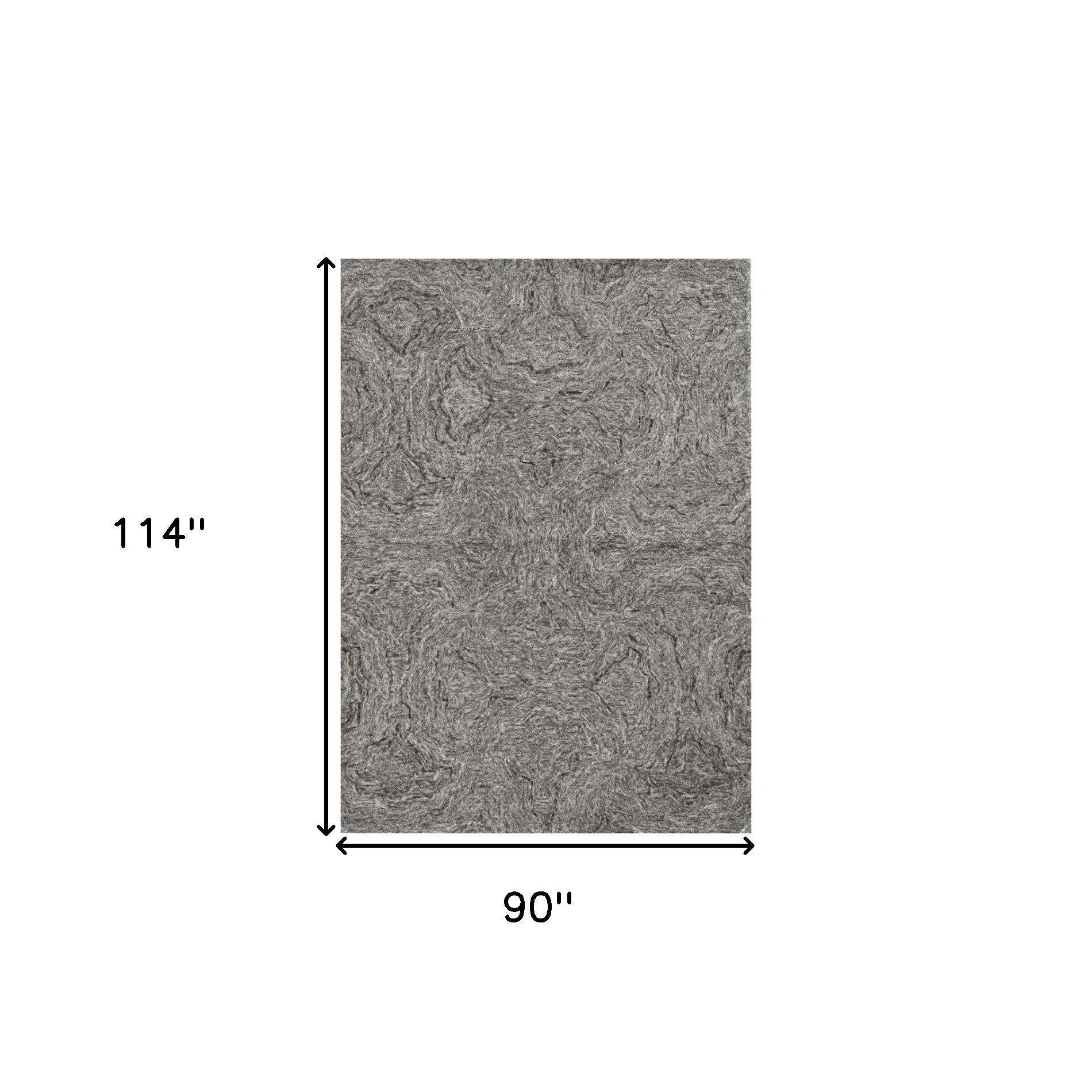 8' X 10' Gray And Dark Gray Wool Abstract Hand Tufted Area Rug-Area Rugs-DECOROLALA