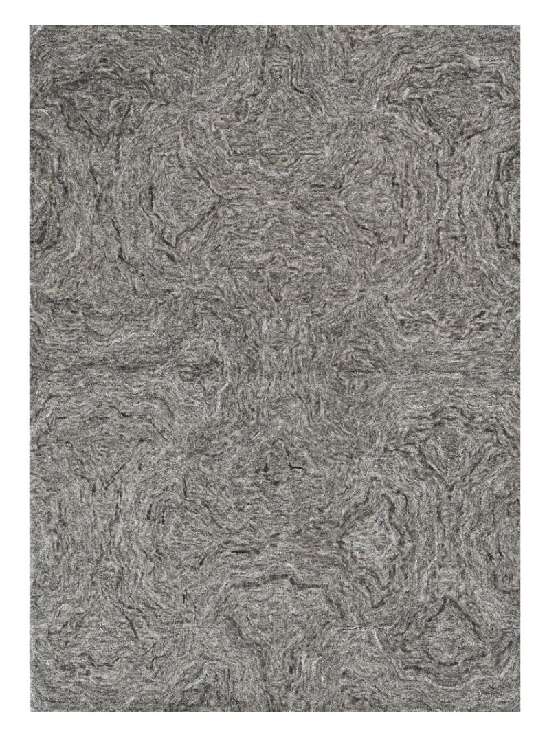 8' X 10' Gray And Dark Gray Wool Abstract Hand Tufted Area Rug-Area Rugs-DECOROLALA