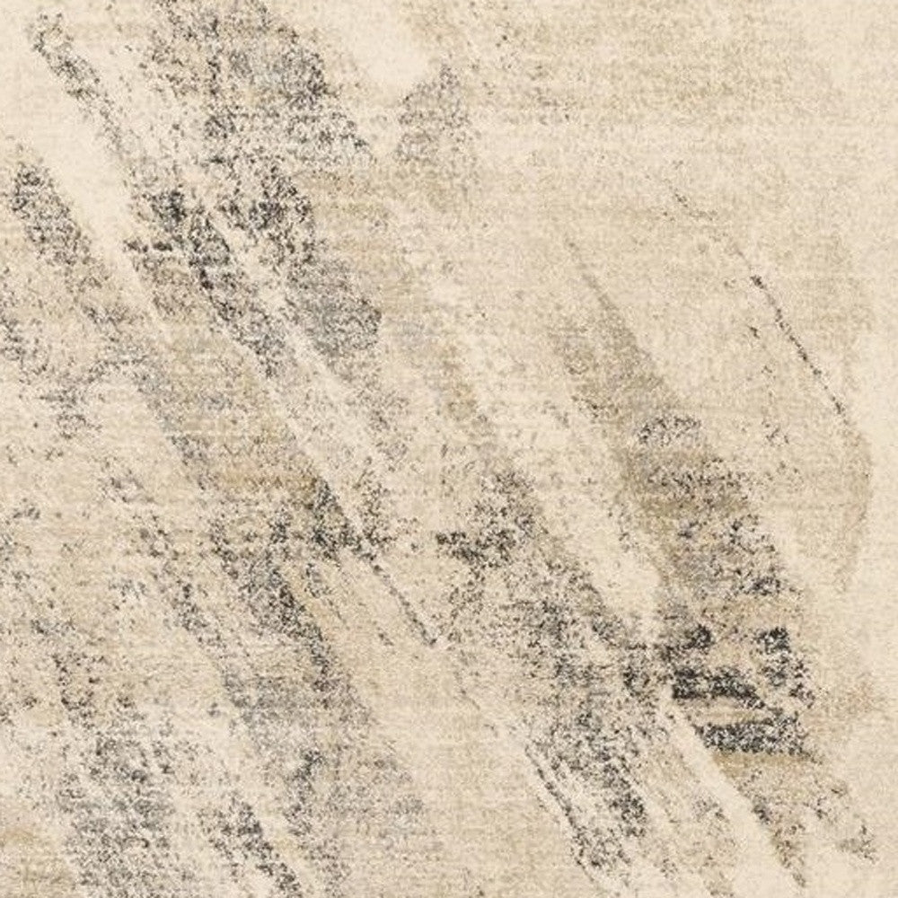 8' X 10' Gray And Ivory Abstract Area Rug-Area Rugs-DECOROLALA