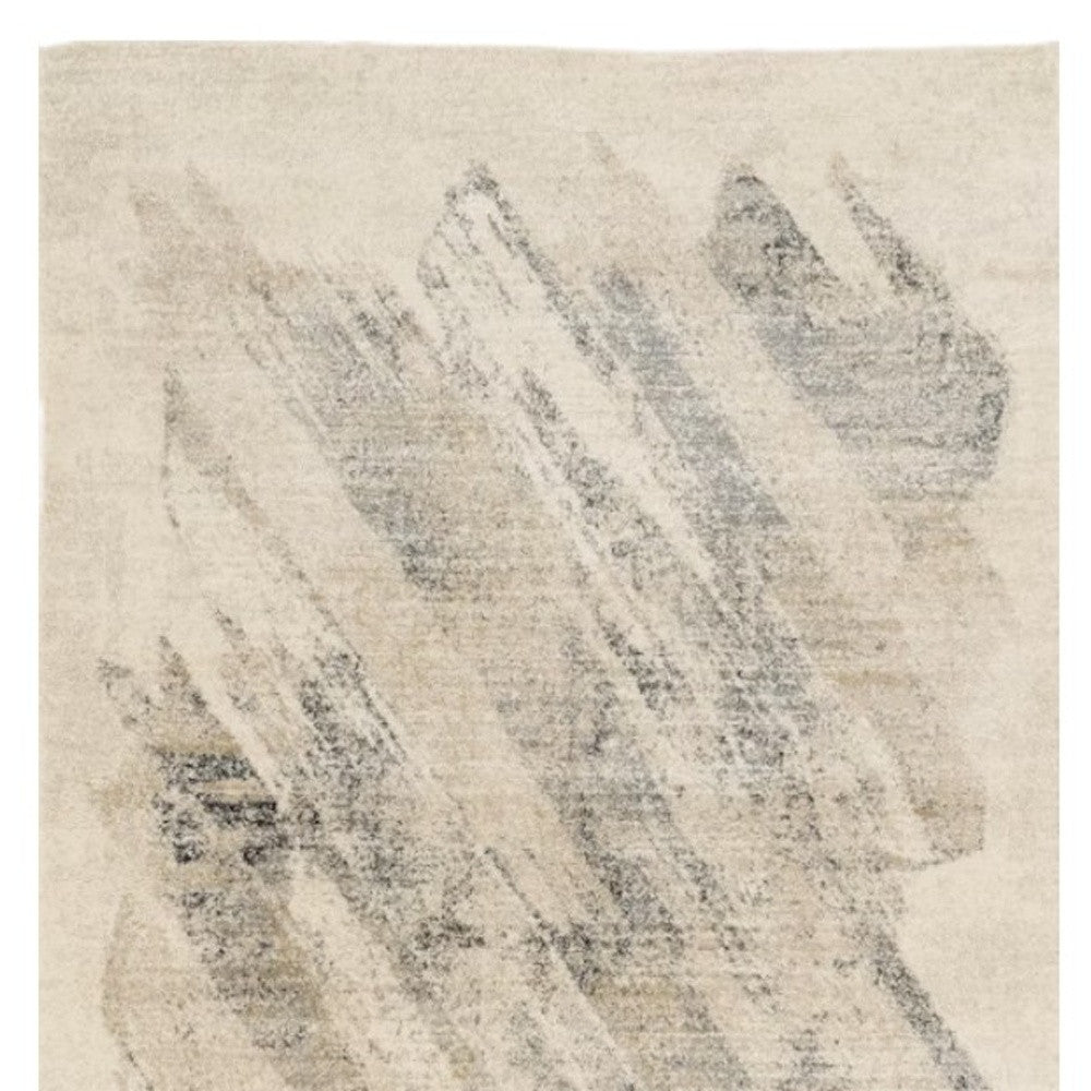 8' X 10' Gray And Ivory Abstract Area Rug-Area Rugs-DECOROLALA