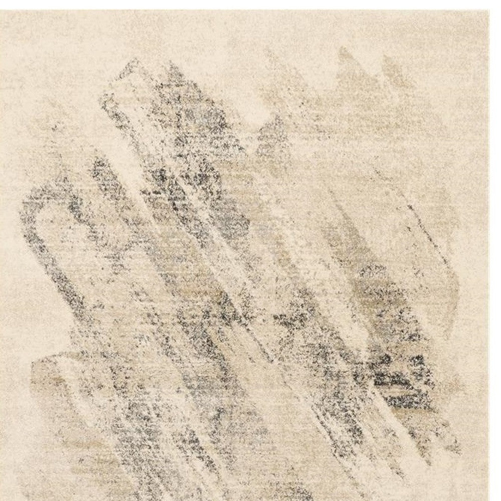 8' X 10' Gray And Ivory Abstract Area Rug-Area Rugs-DECOROLALA
