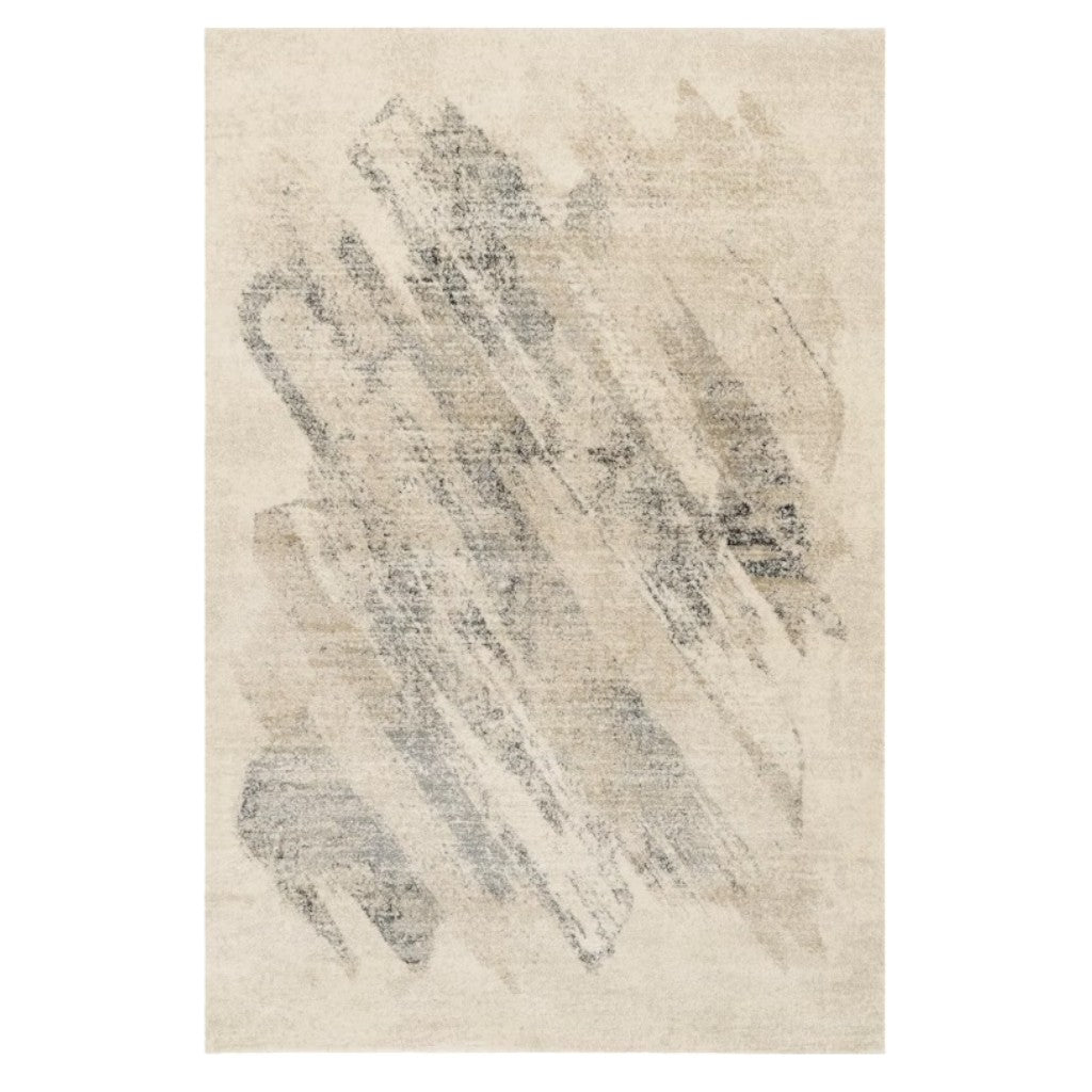 8' X 10' Gray And Ivory Abstract Area Rug-Area Rugs-DECOROLALA