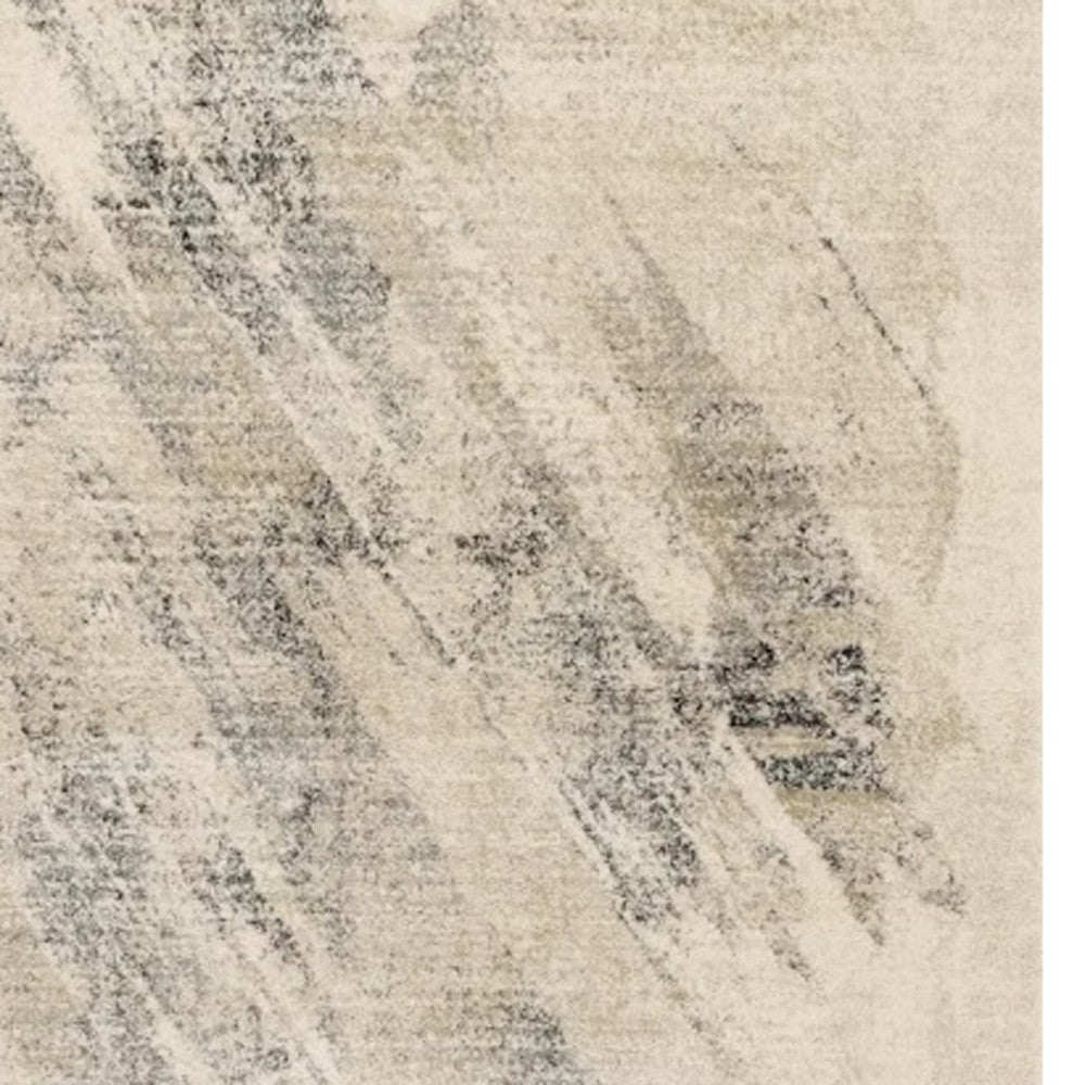 8' X 10' Gray And Ivory Abstract Area Rug-Area Rugs-DECOROLALA